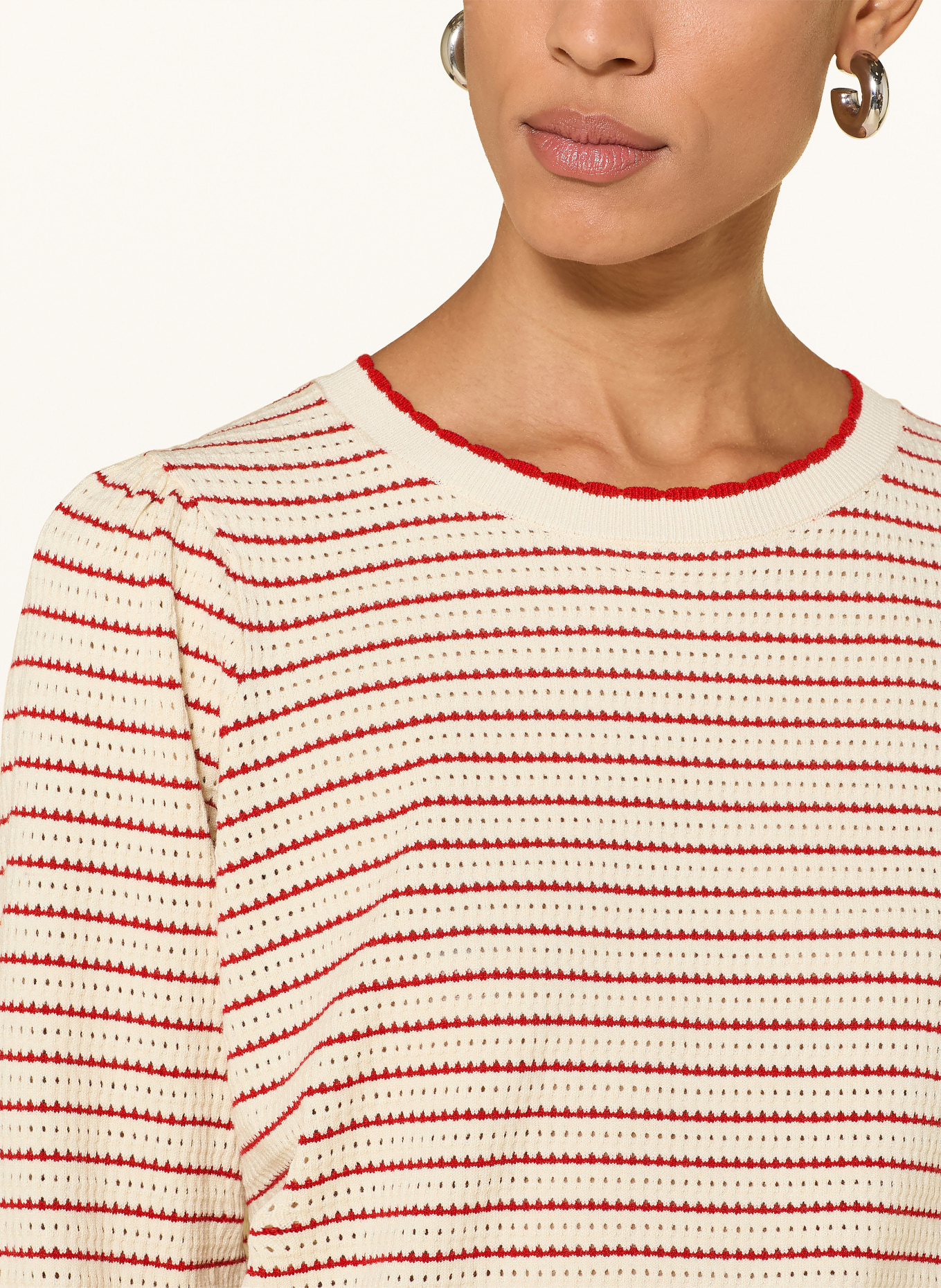 Phase Eight Pullover ANGEL mit 3/4-Arm: ECRU / ROT