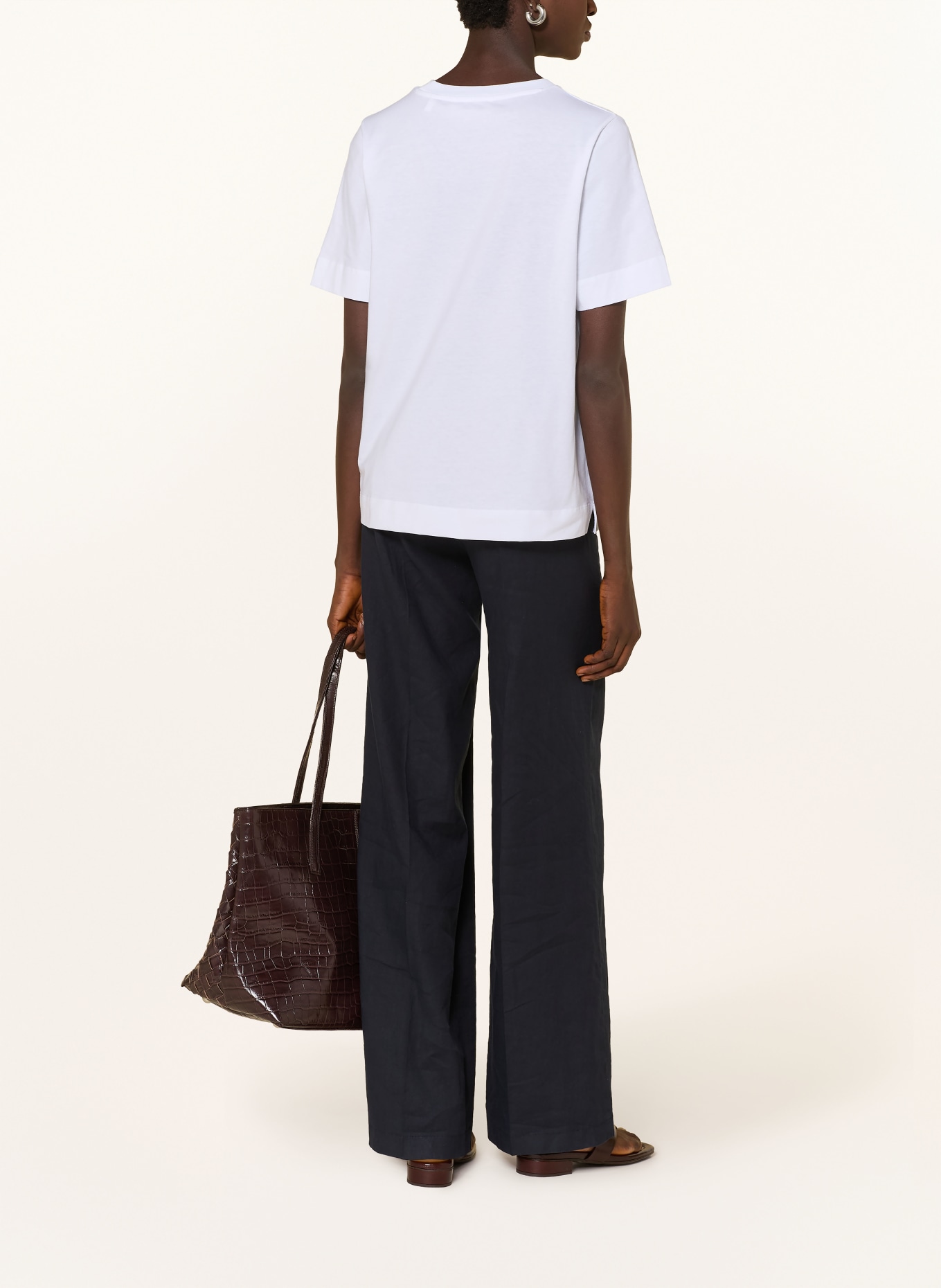 Rich & Royal T-Shirt mit Schmucksteinen: WEISS / DUNKELBLAU