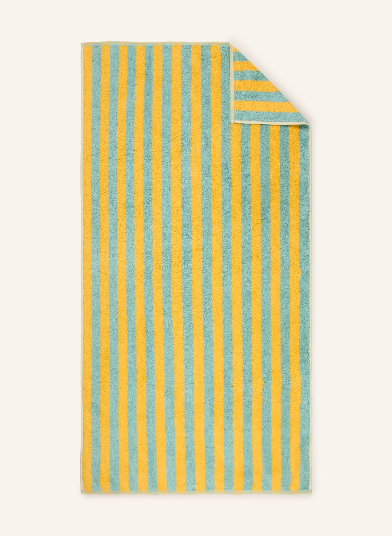 Cawö Douchehanddoek BOLD: TURQUOISE / DONKERGEEL