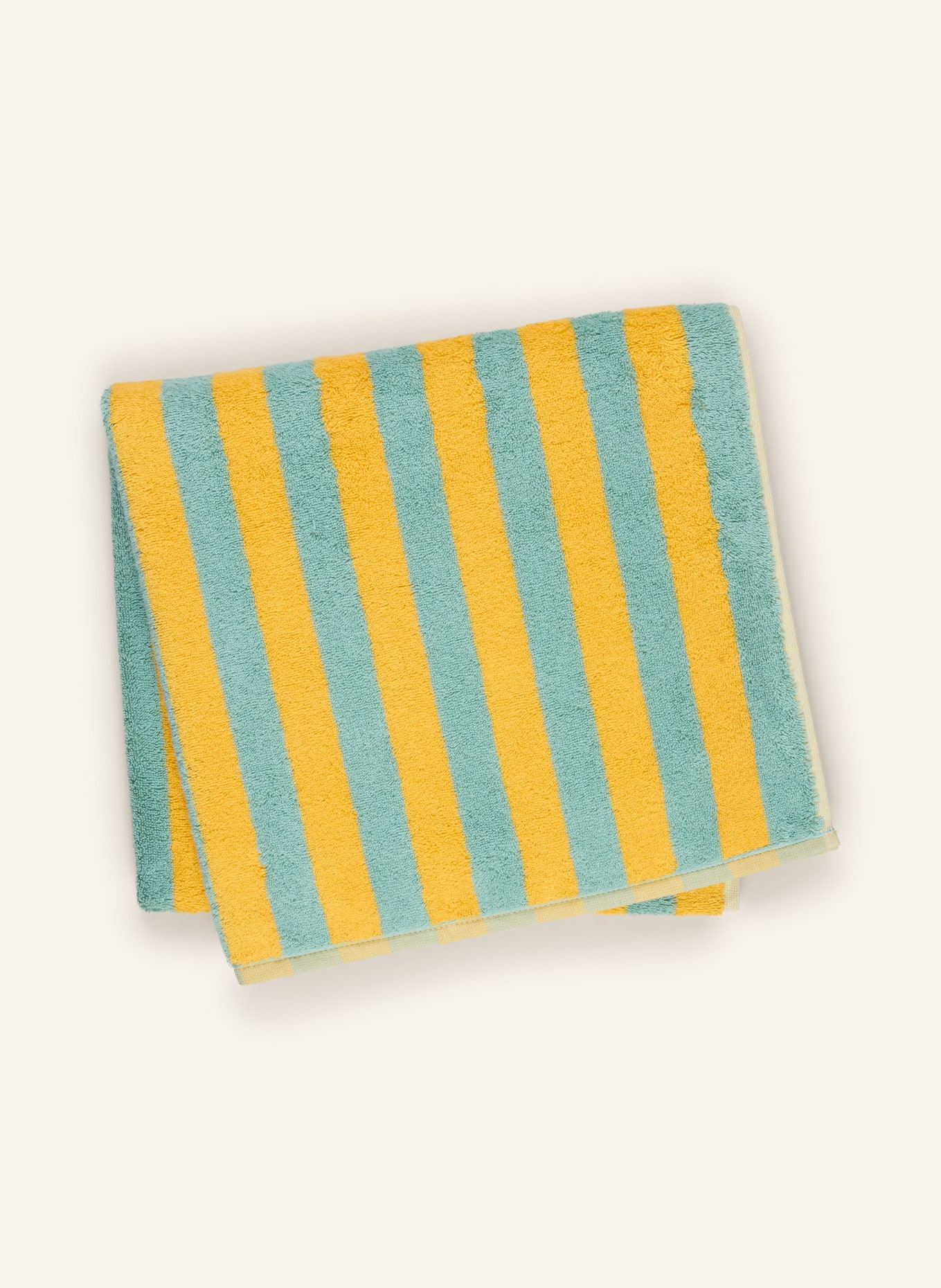 Cawö Douchehanddoek BOLD: TURQUOISE / DONKERGEEL