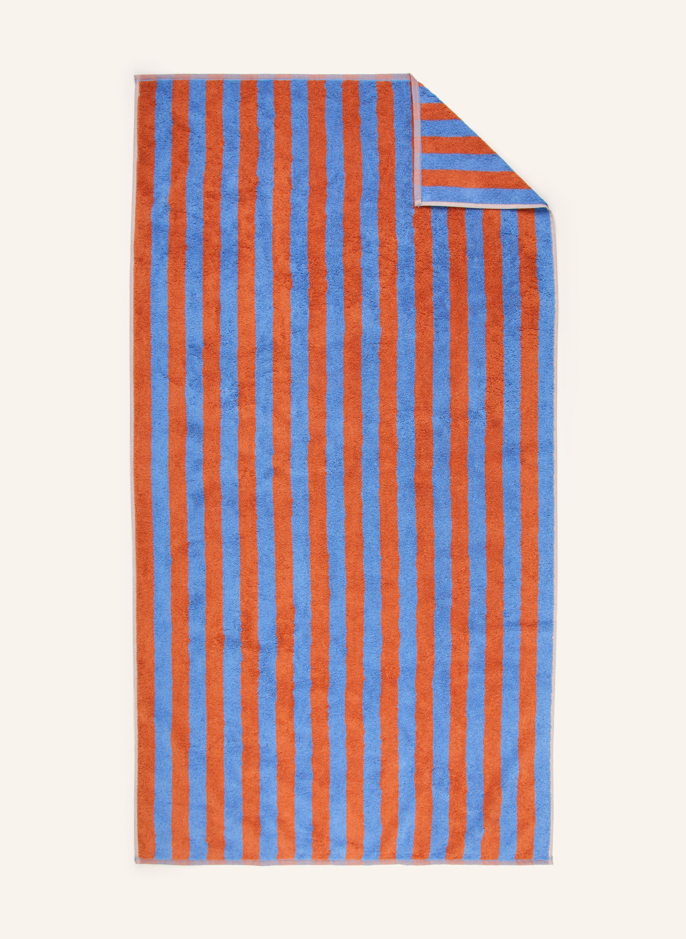 Cawö Douchehanddoek BOLD: ORANJE / BLAUW