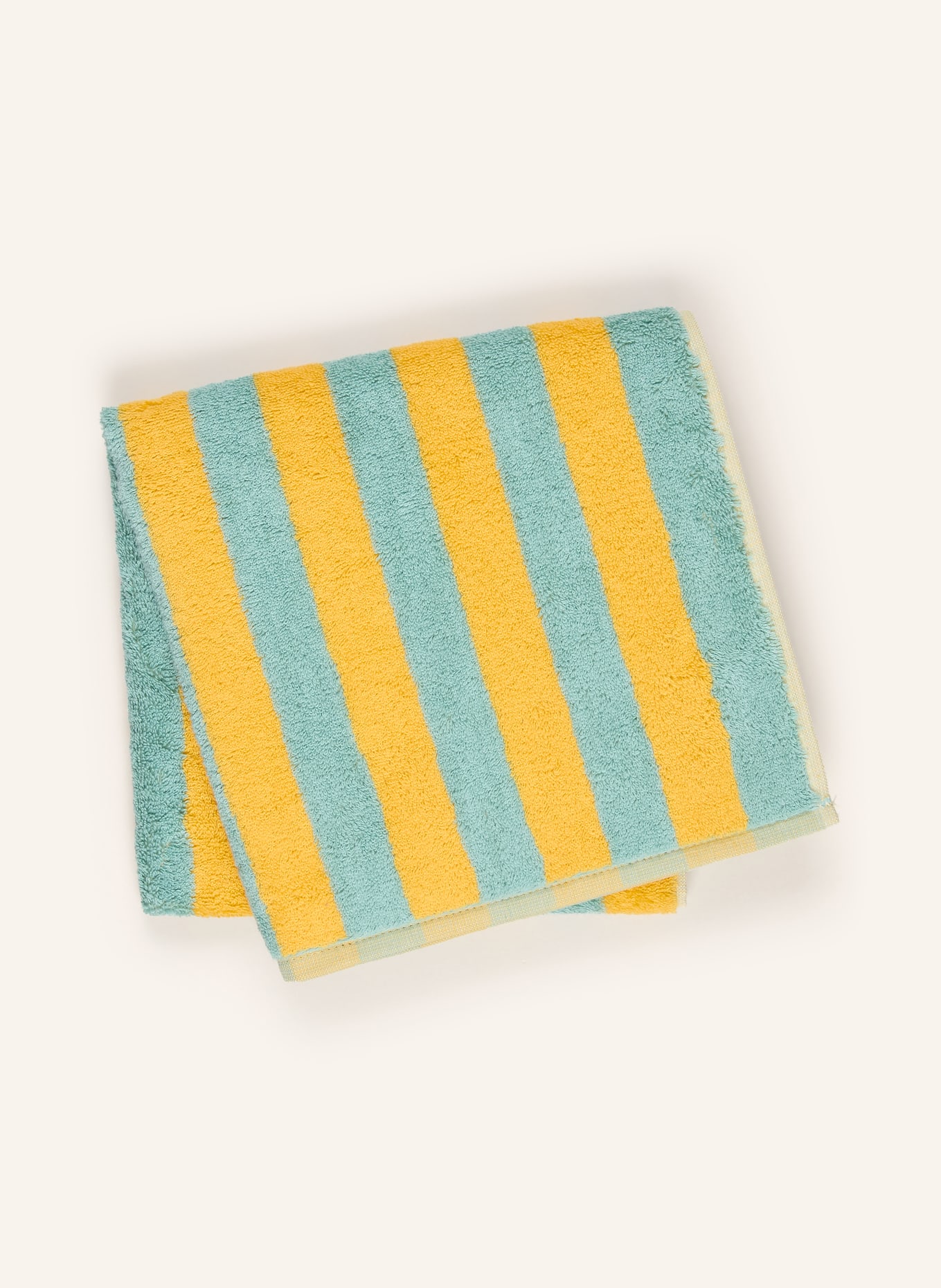 Cawö Handdoek BOLD: TURQUOISE / DONKERGEEL