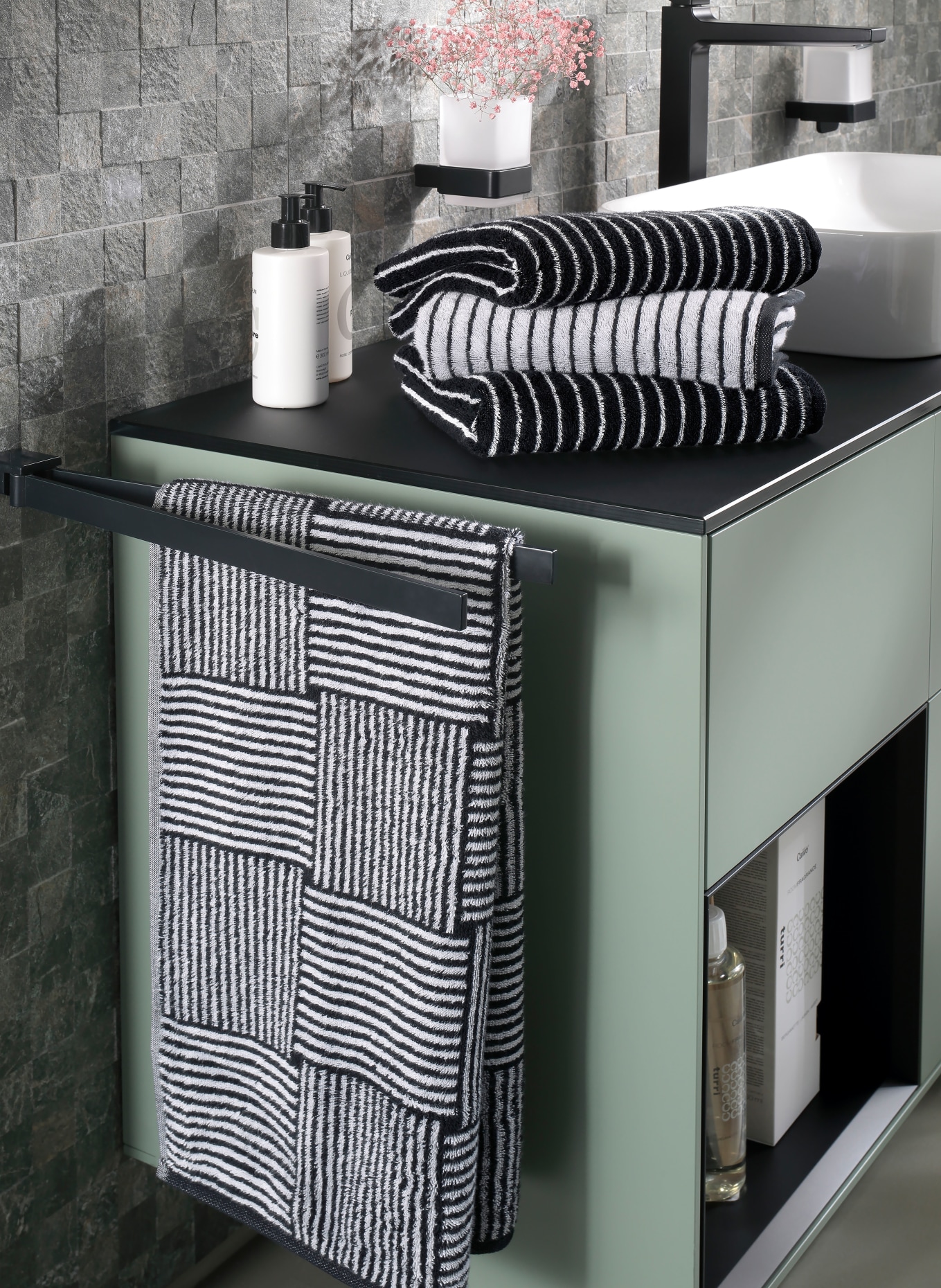 Cawö Serviette BLACK & WHITE: NOIR / BLANC