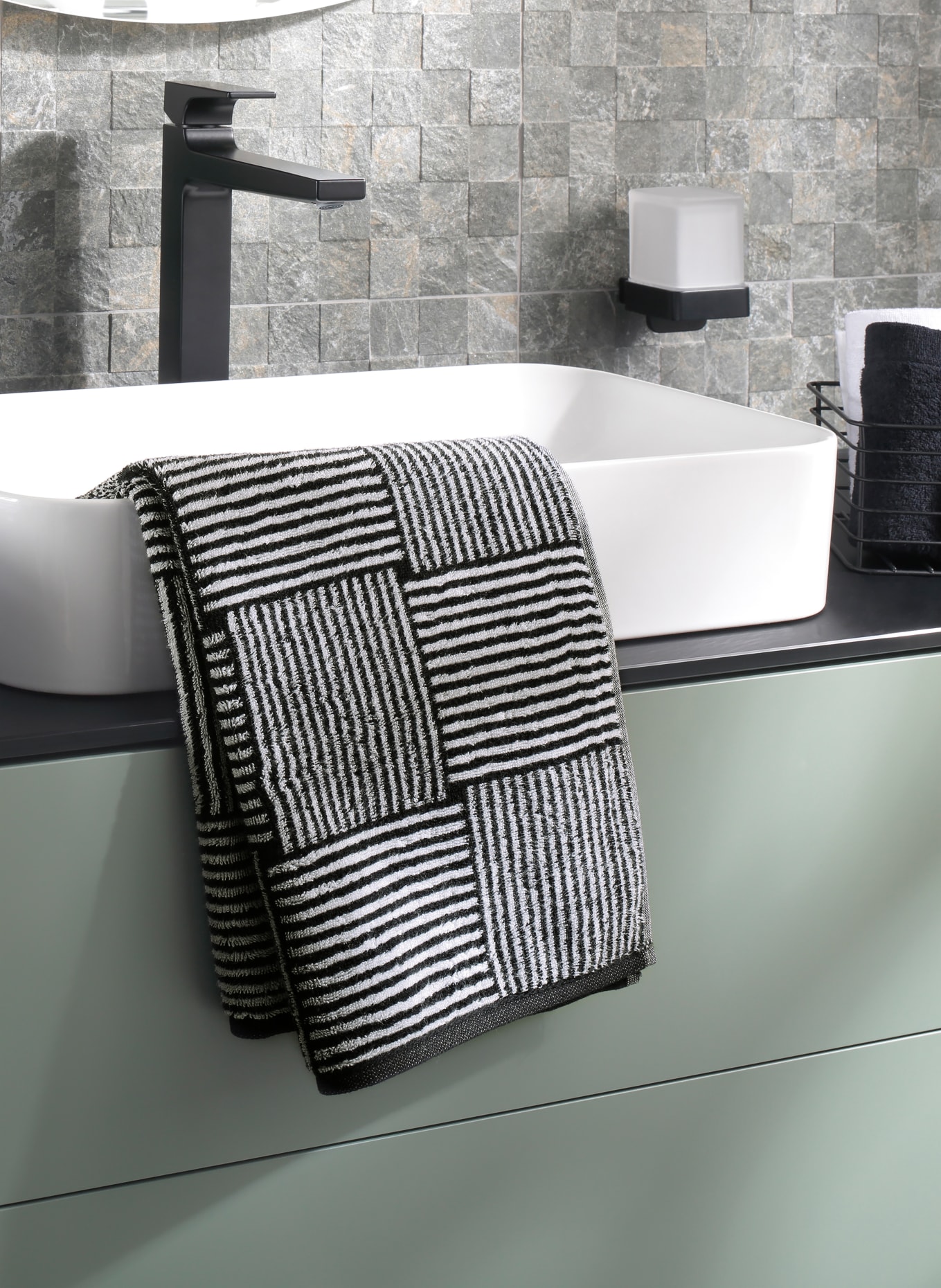 Cawö Handtuch BLACK & WHITE: SCHWARZ / WEISS