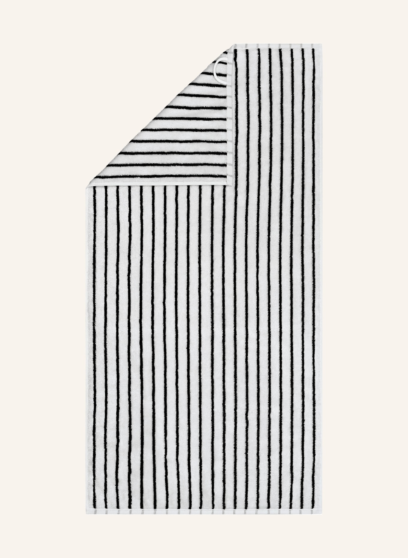 Cawö Handdoek BLACK &amp; WHITE: WIT / ZWART