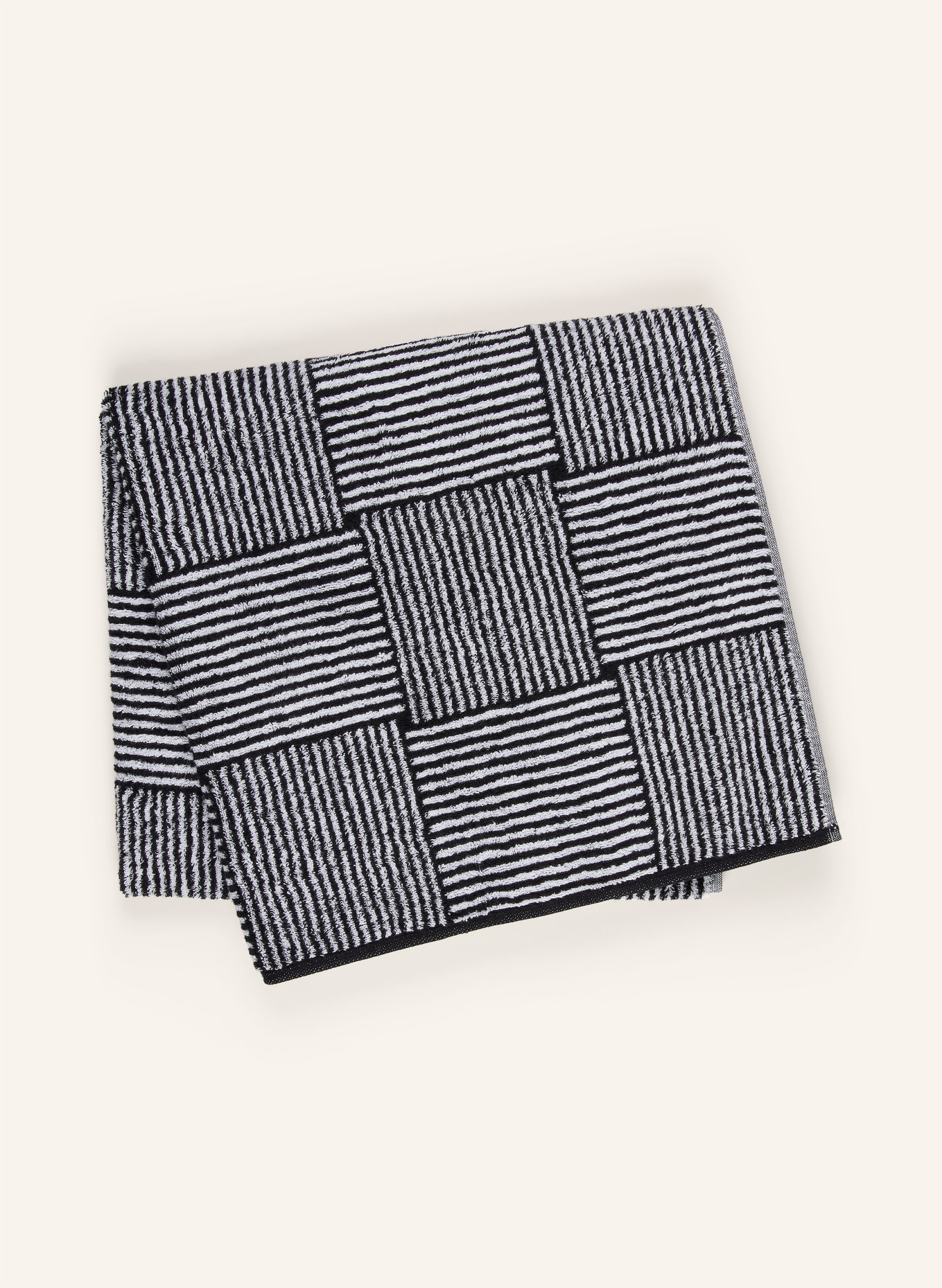 Cawö Douchehanddoek BLACK &amp; WHITE: ZWART / WIT