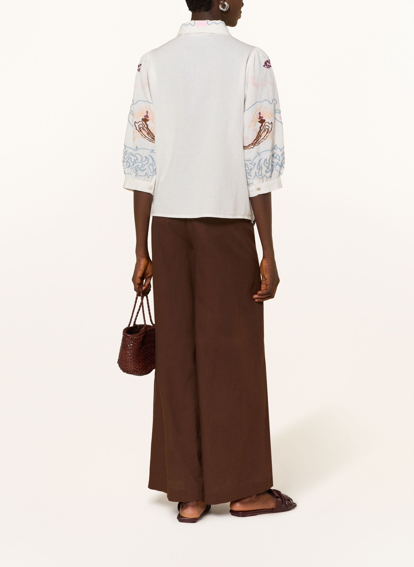 Rich & Royal Pantalon Marlene en lin: MARRON FONCÉ
