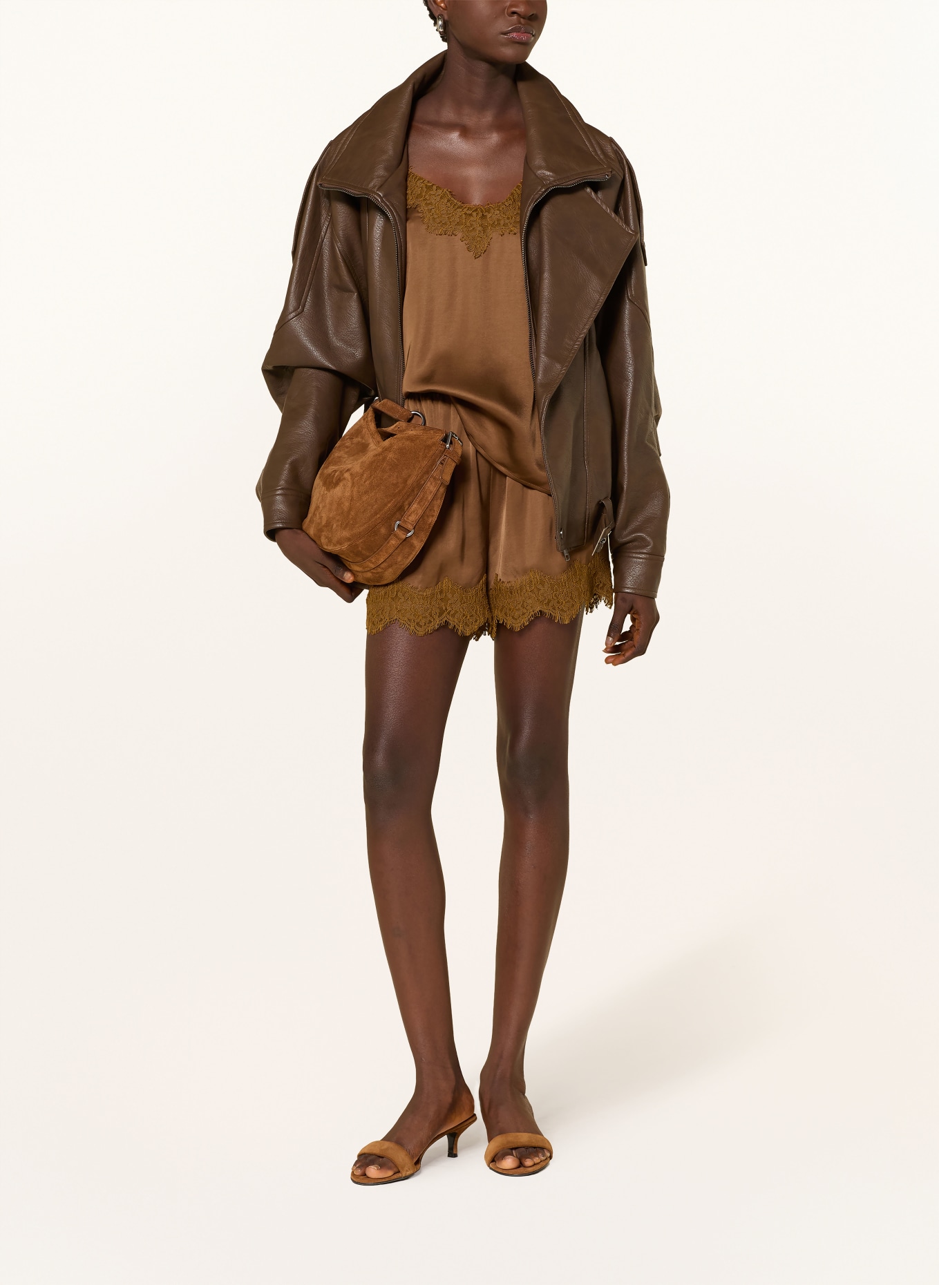 Rich & Royal Satintop mit Spitze: BRAUN