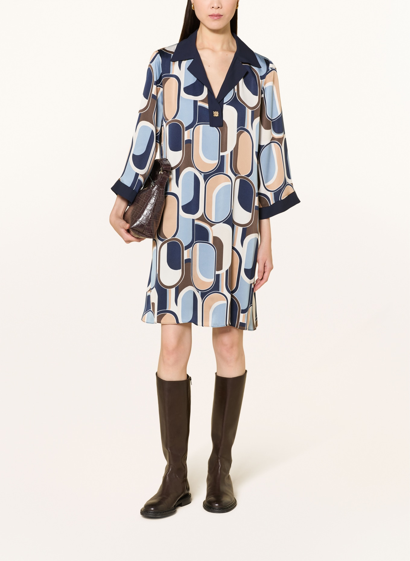 Joseph Ribkoff Kleid mit 3/4-Arm: DUNKELBLAU / CAMEL / DUNKELBRAUN