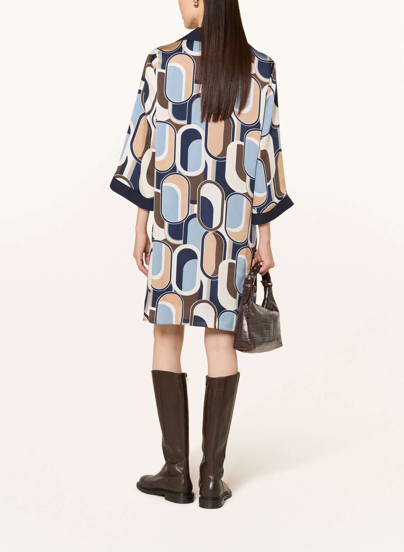Joseph Ribkoff Kleid mit 3/4-Arm: DUNKELBLAU / CAMEL / DUNKELBRAUN
