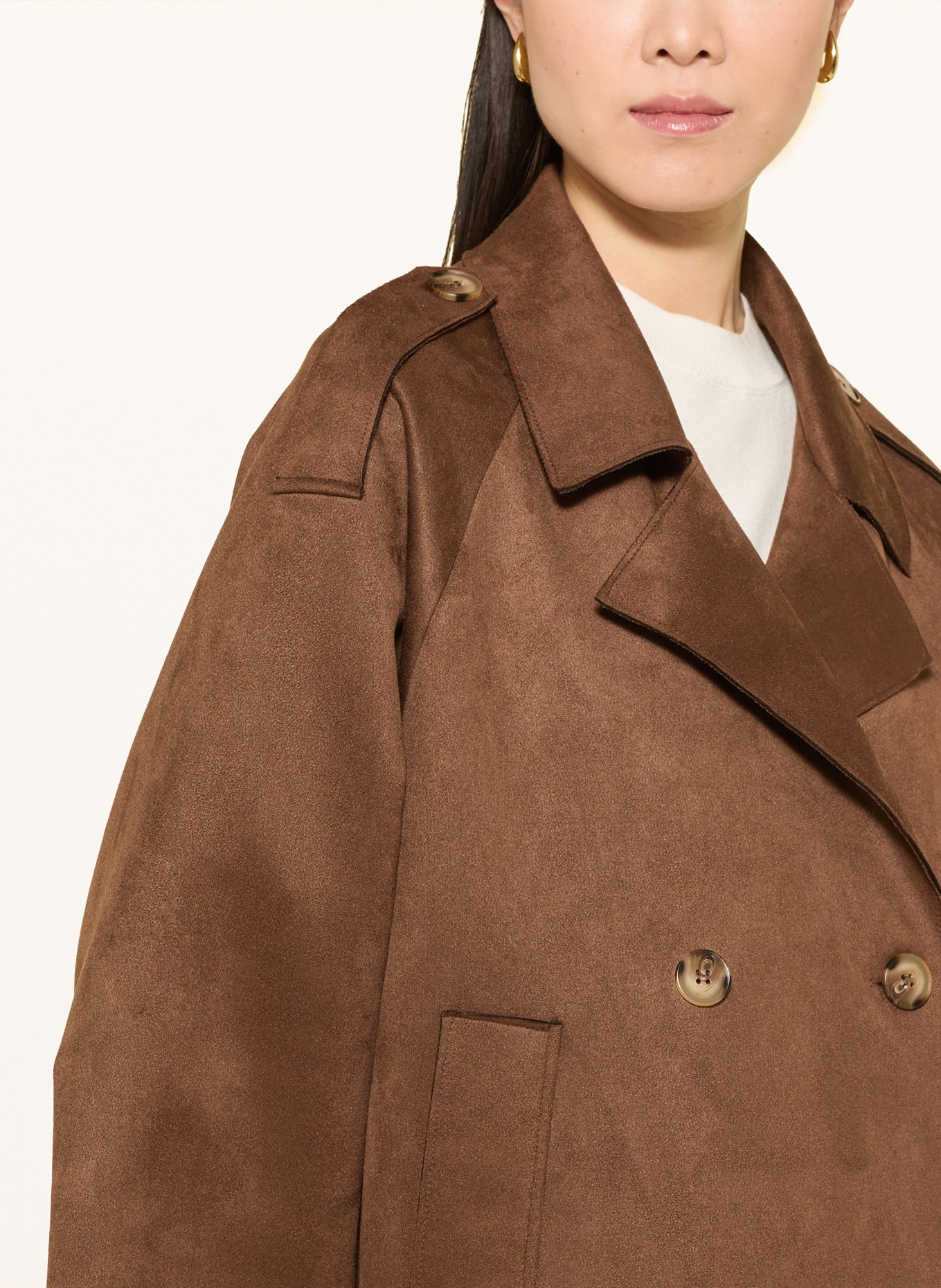 Joseph Ribkoff Veste trench aspect cuir: MARRON FONCÉ