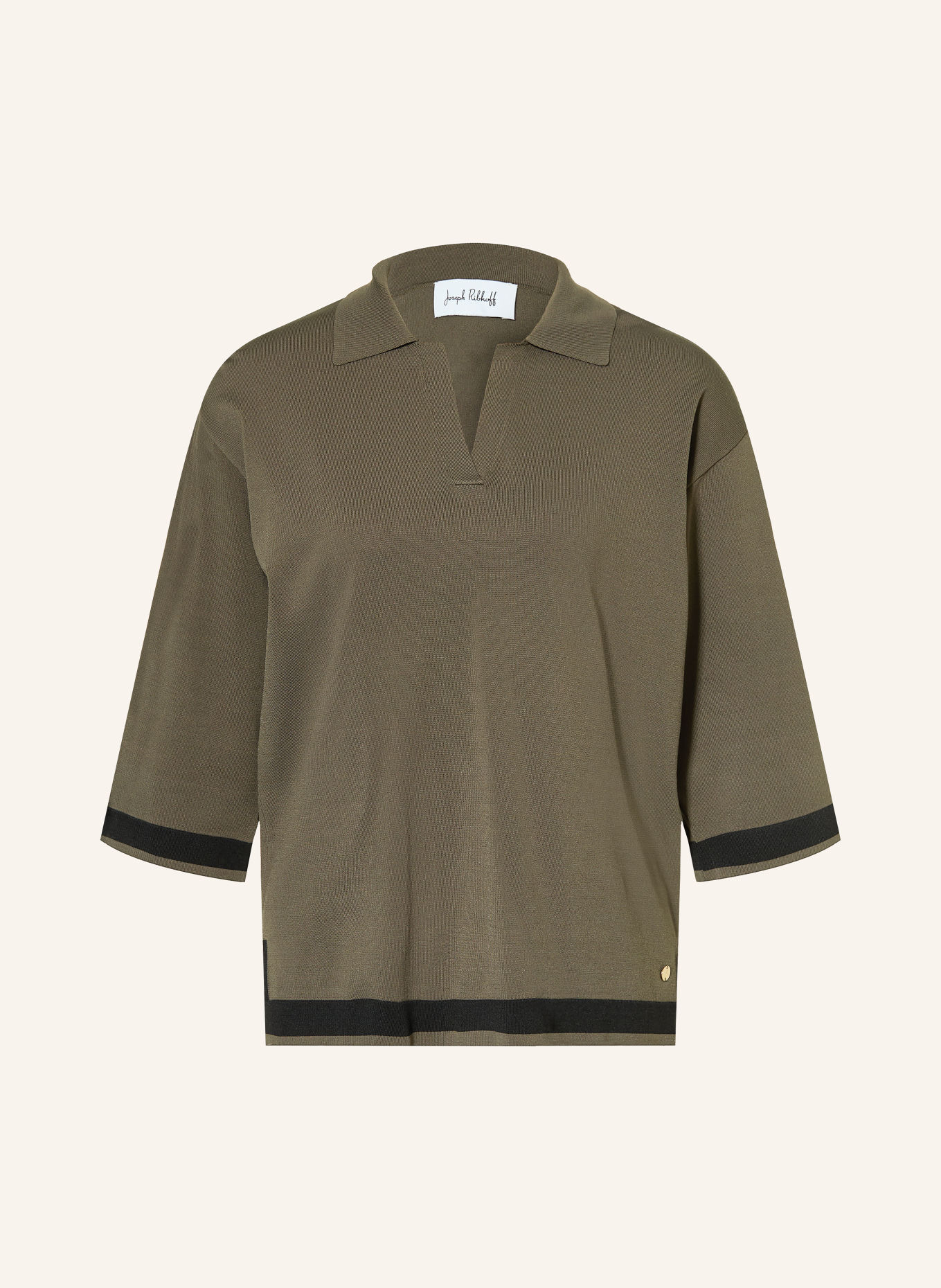 Joseph Ribkoff Sweater with 3/4 sleeves: OLIVE / BLACK