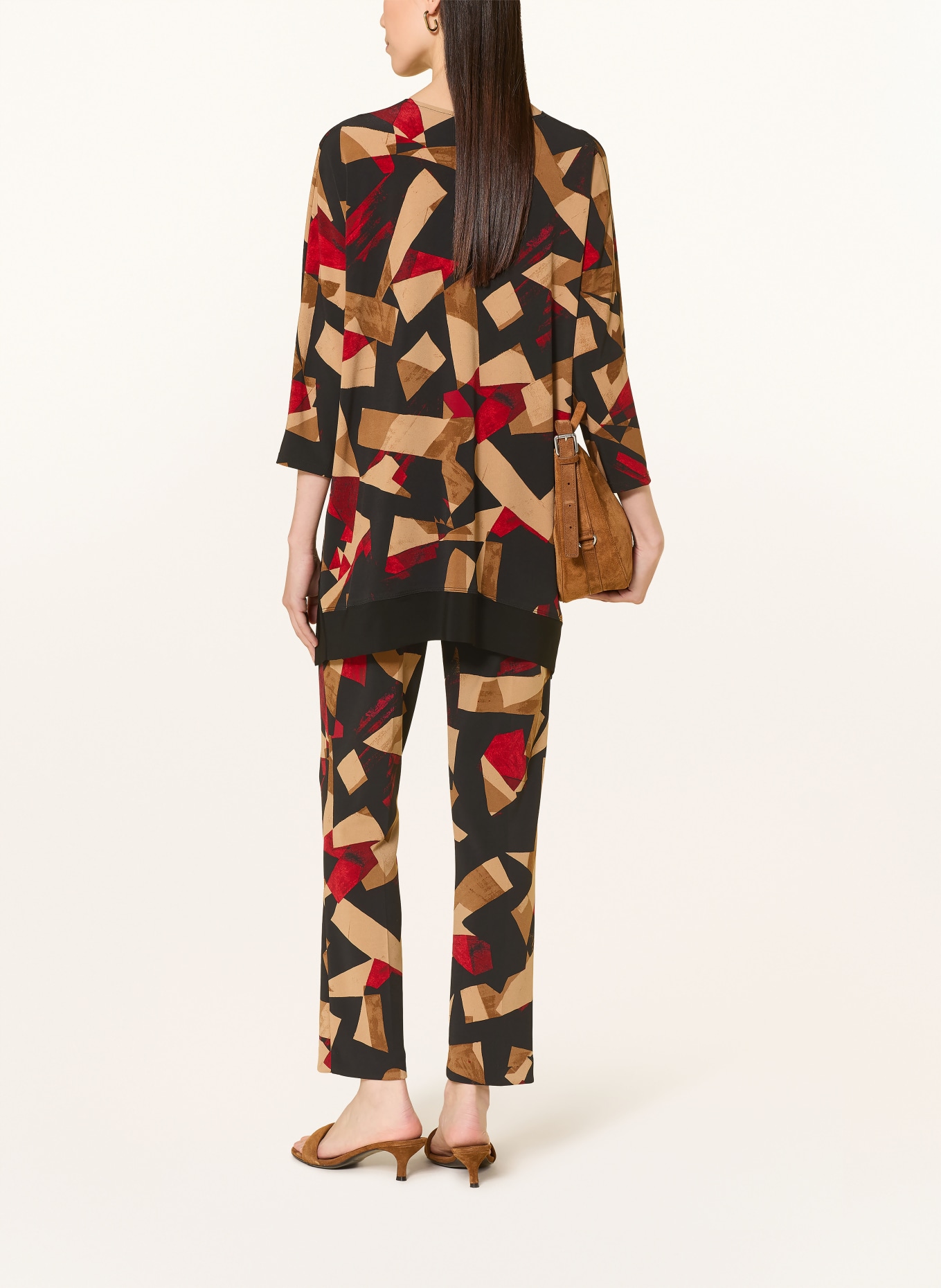 Joseph Ribkoff pantalon en jersey: NOIR / BEIGE / ROUGE FONCÉ