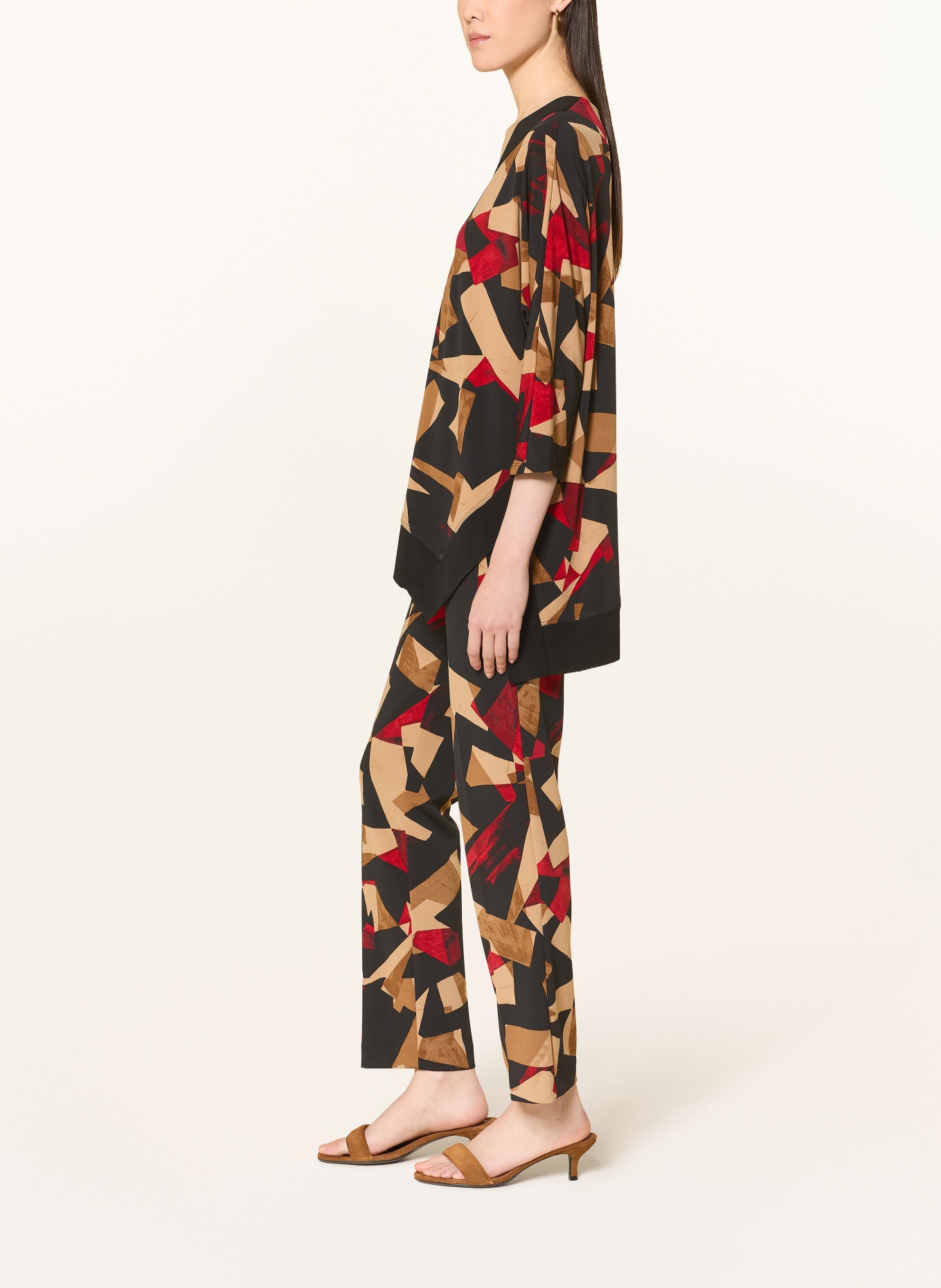 Joseph Ribkoff pantalon en jersey: NOIR / BEIGE / ROUGE FONCÉ