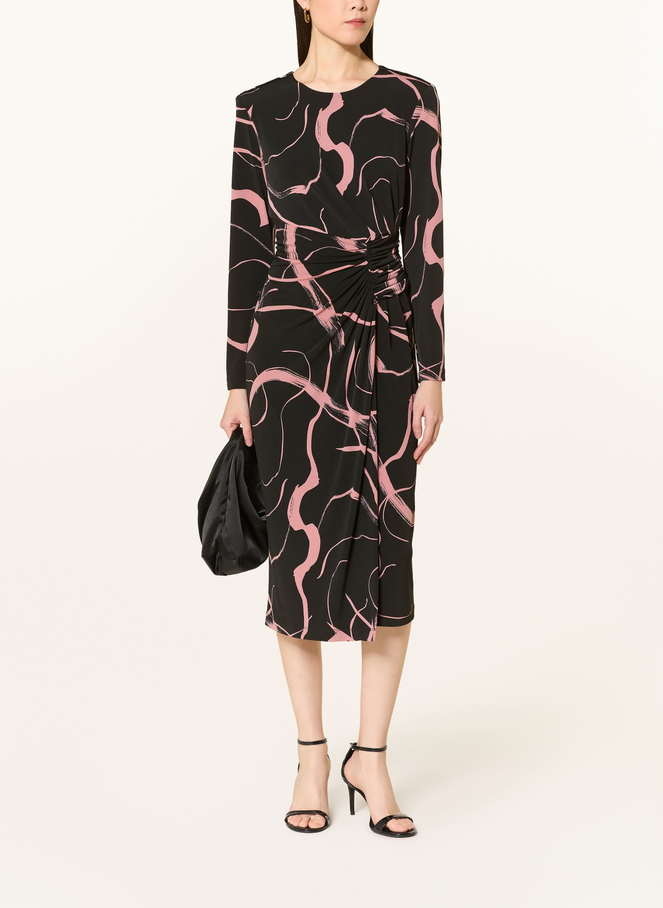 Joseph Ribkoff Wrap-style dress: BLACK / PINK