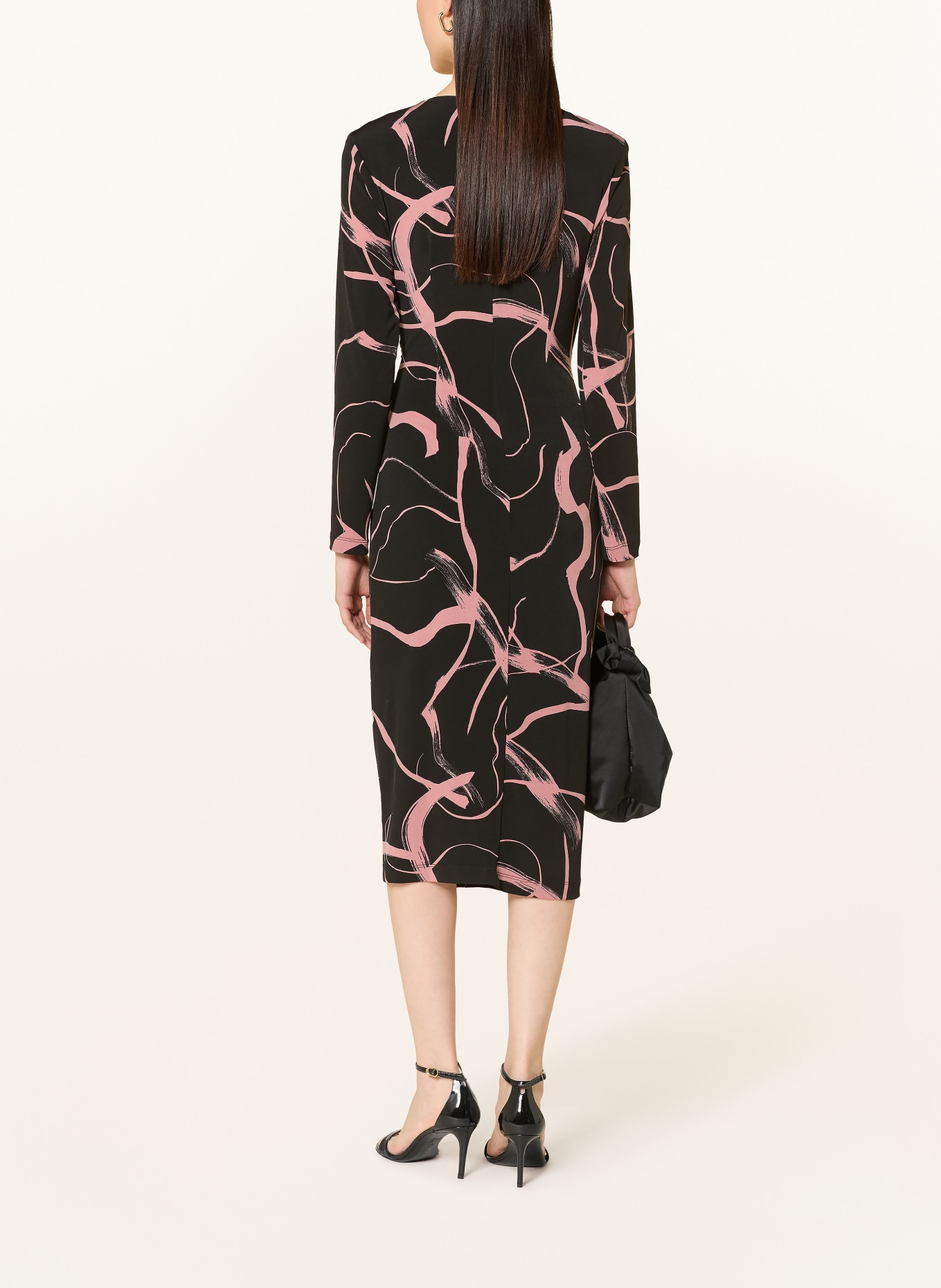 Joseph Ribkoff Wrap-style dress: BLACK / PINK