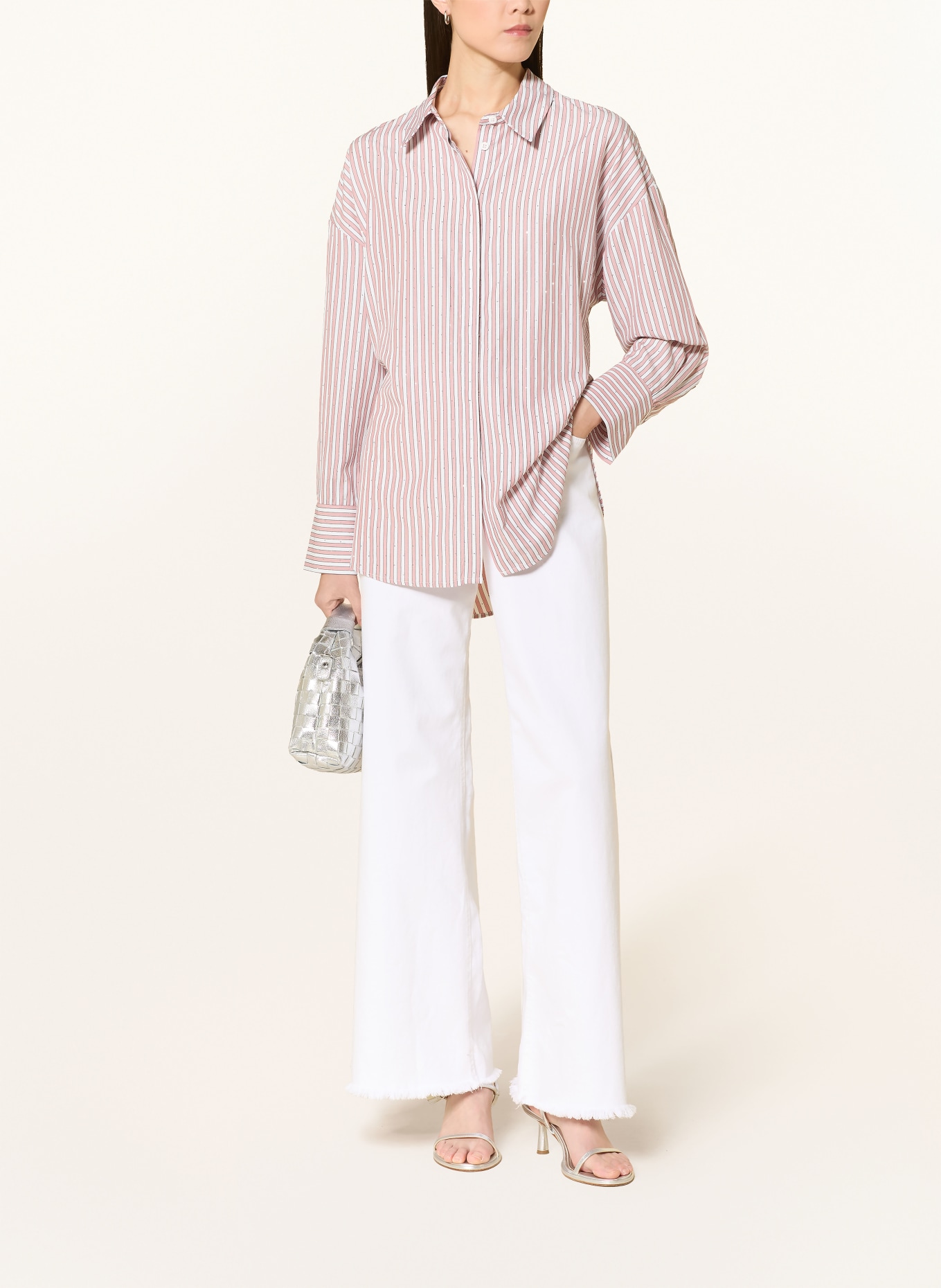 Joseph Ribkoff Shirt blouse with gemstones: SALMON / WHITE