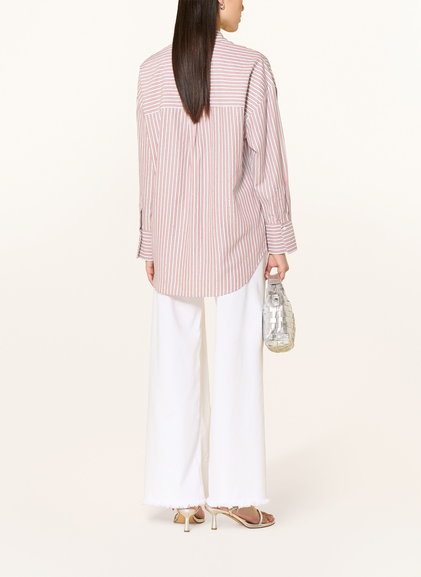 Joseph Ribkoff Shirt blouse with gemstones: SALMON / WHITE
