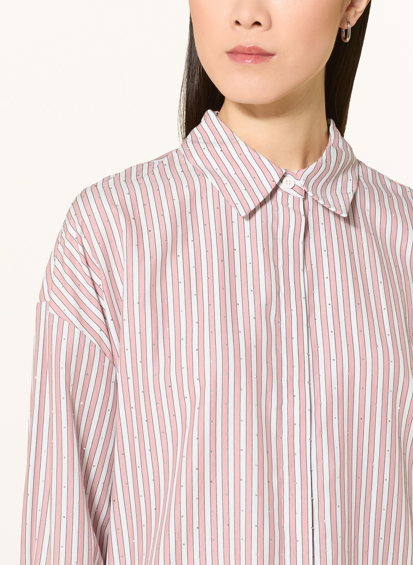 Joseph Ribkoff Shirt blouse with gemstones: SALMON / WHITE