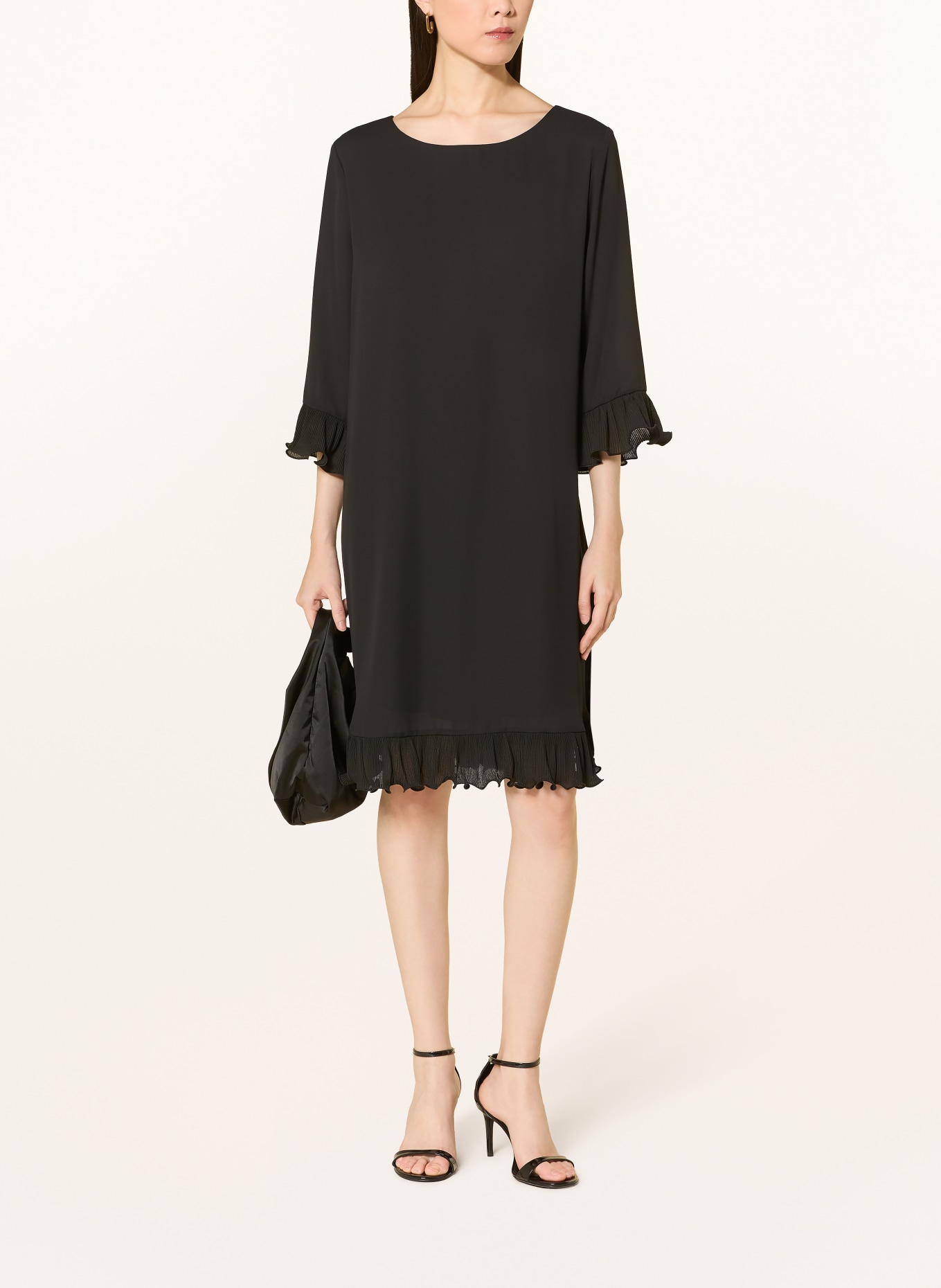 Joseph Ribkoff Robe à manches 3/4 et volants: NOIR