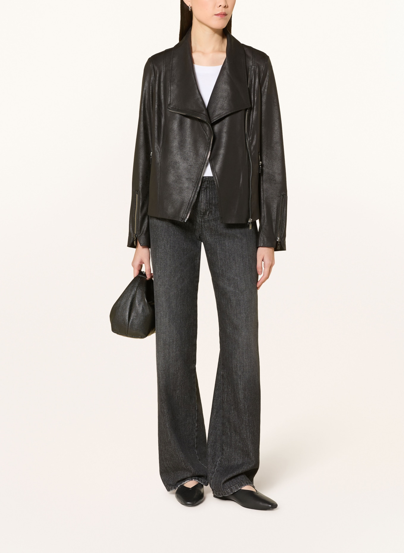 Joseph Ribkoff Leather-look jacket: BLACK