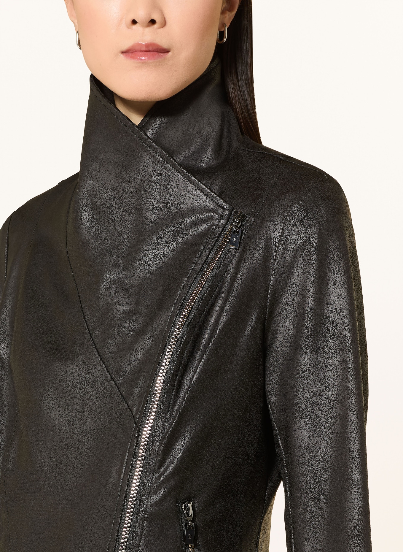 Joseph Ribkoff Leather-look jacket: BLACK