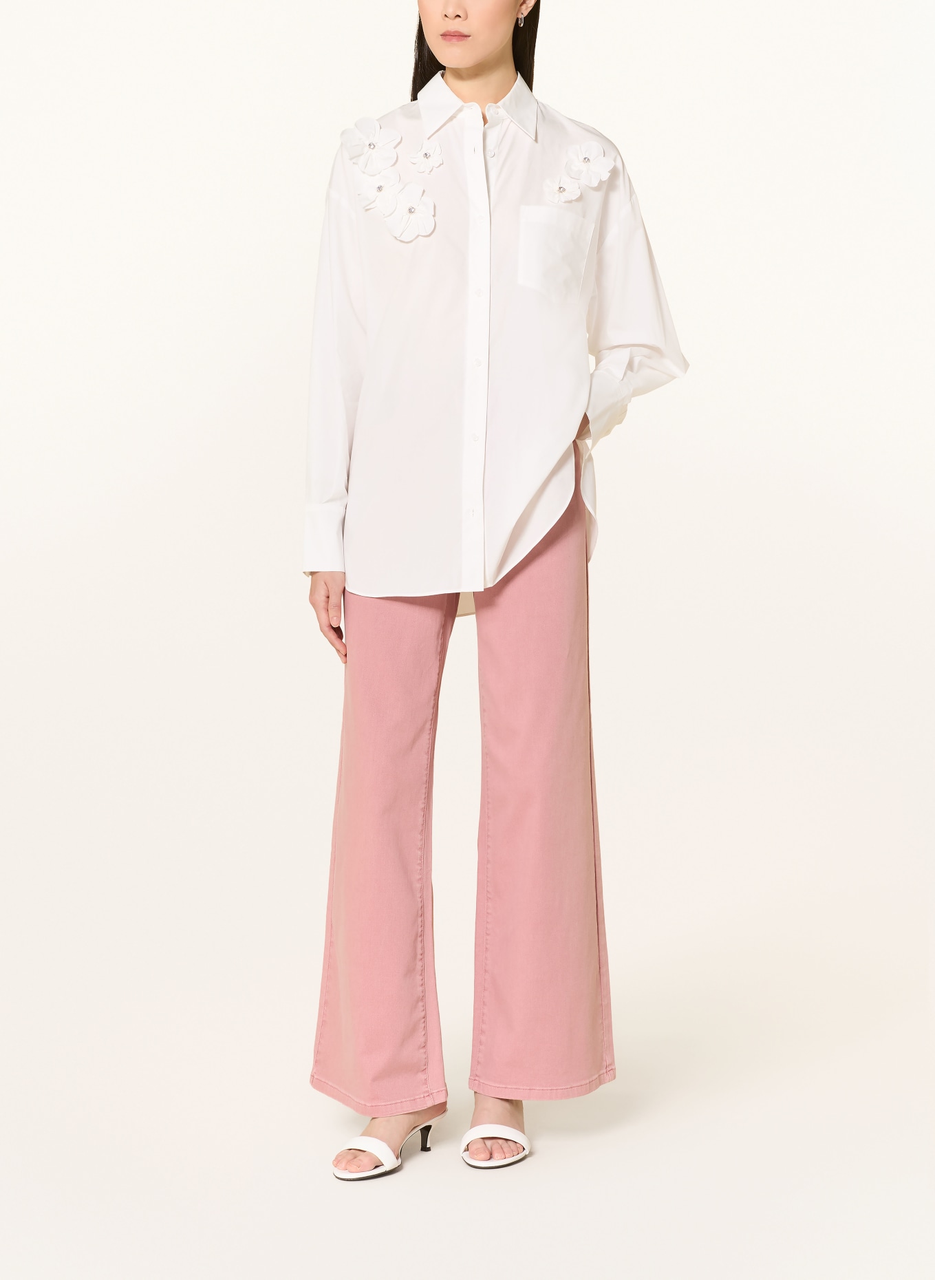 Joseph Ribkoff Shirt blouse with gemstones: WHITE