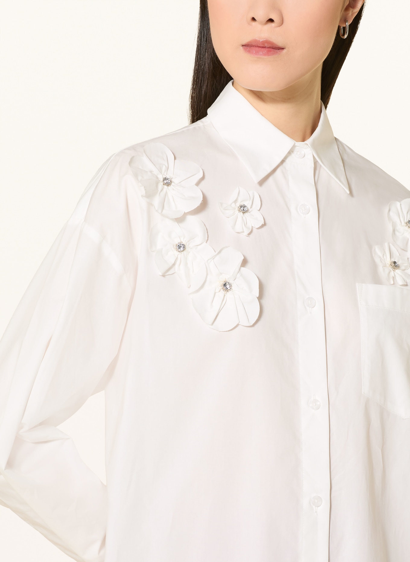 Joseph Ribkoff Shirt blouse with gemstones: WHITE