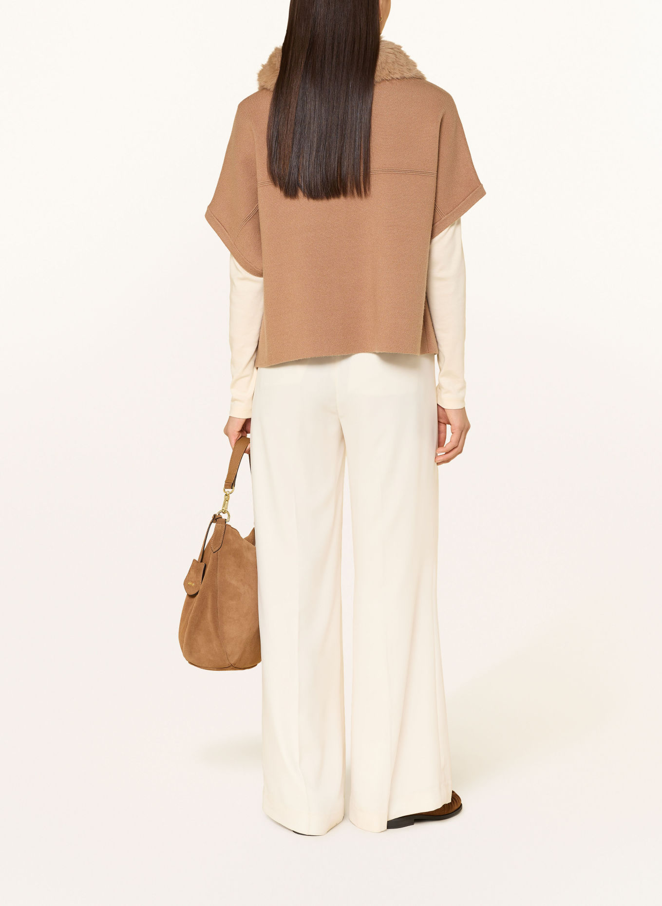 Joseph Ribkoff Strickjacke mit Kunstfell: BEIGE