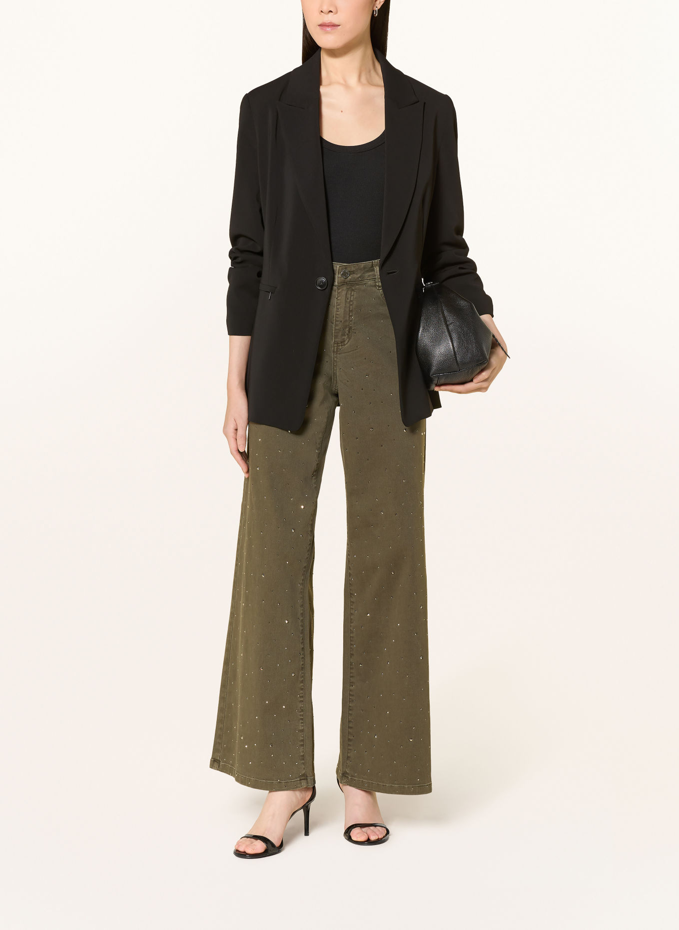 Joseph Ribkoff Jeans med vid ben och strass: 3380 AVOCADO