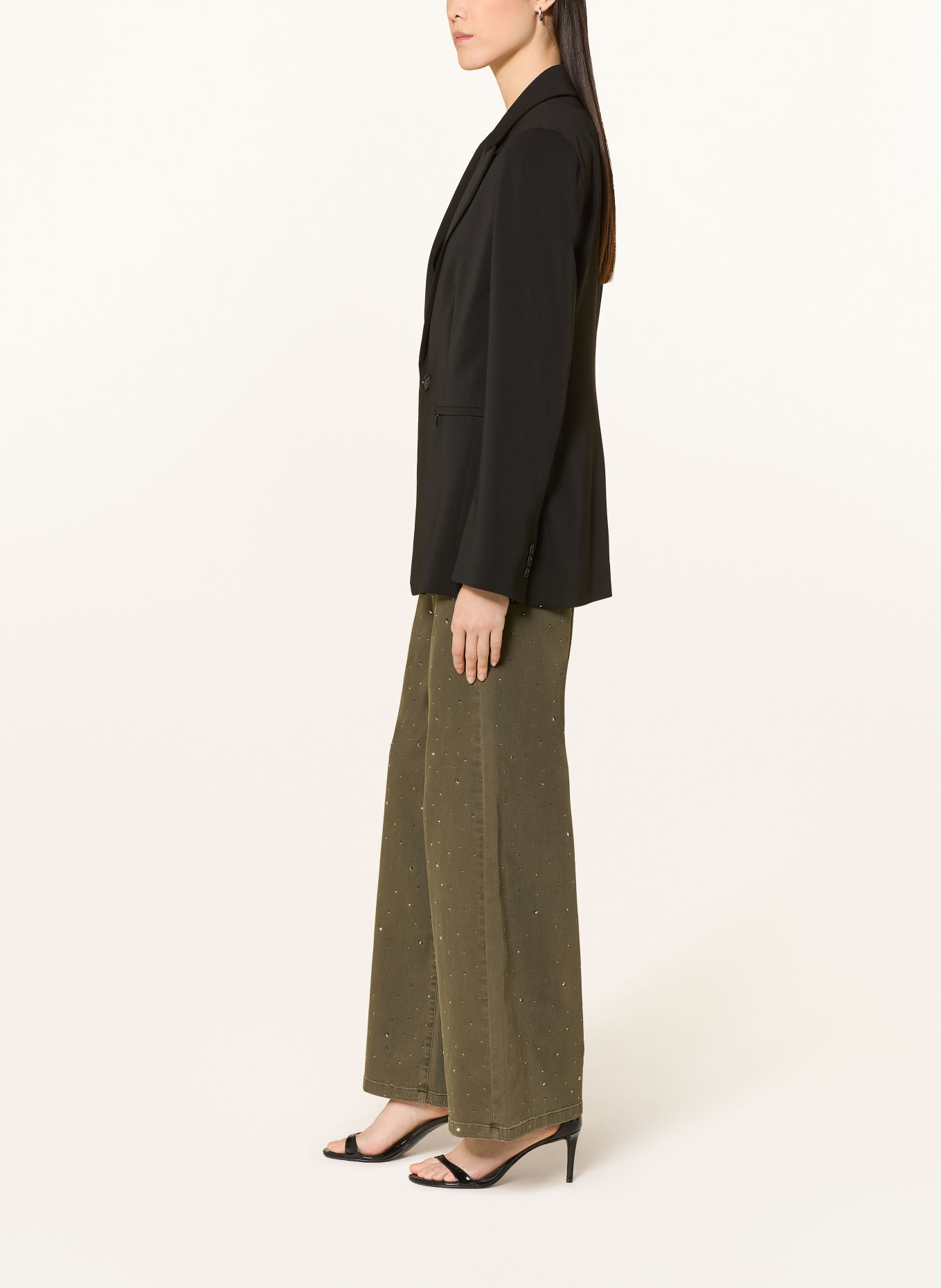 Joseph Ribkoff Jeans med vid ben och strass: 3380 AVOCADO