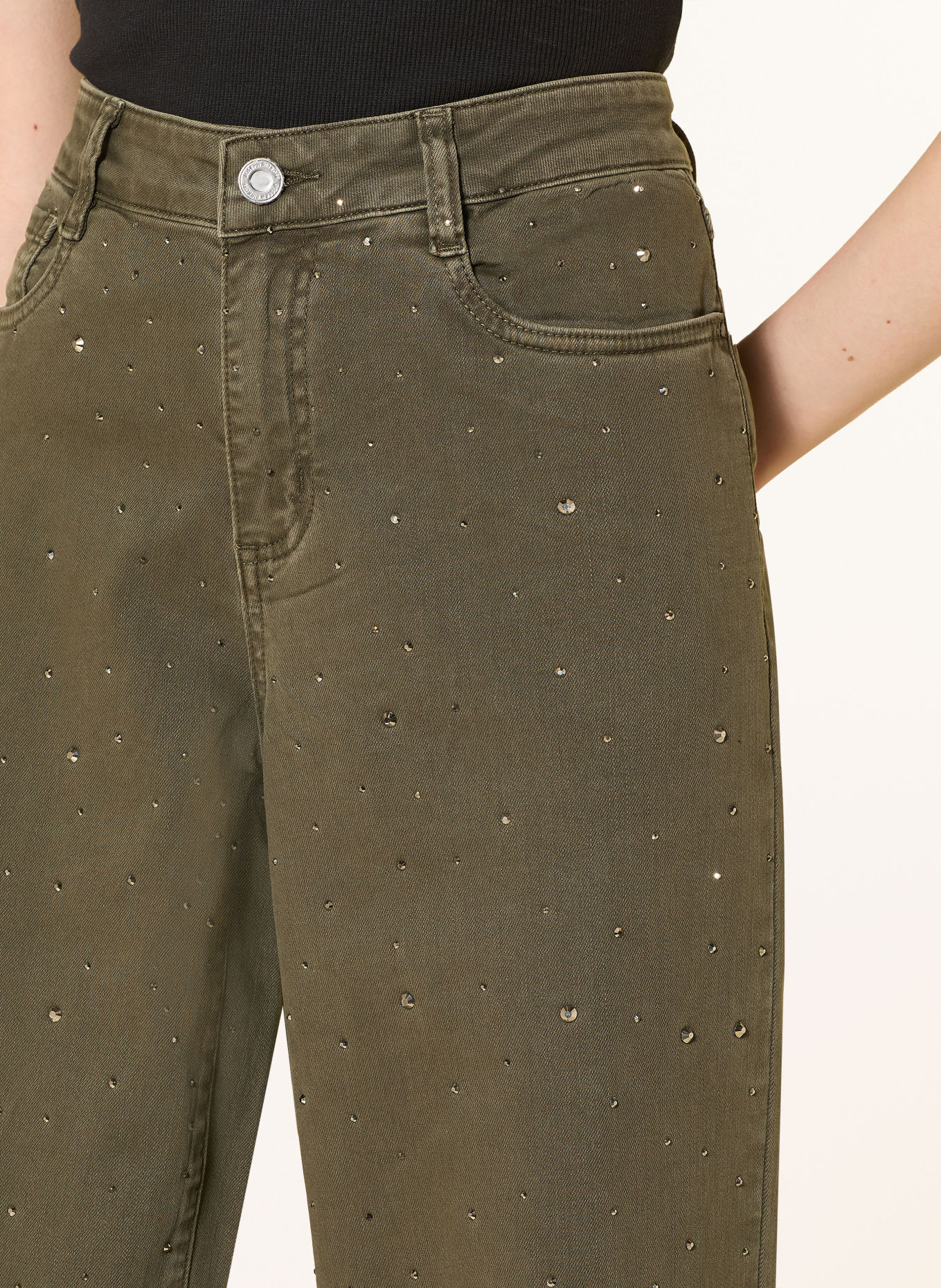 Joseph Ribkoff Jeans med vid ben och strass: 3380 AVOCADO
