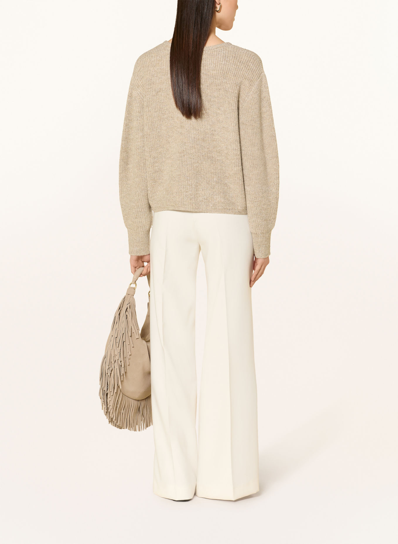 Joseph Ribkoff Stickad kofta med glittergarn och paljetter: BEIGE