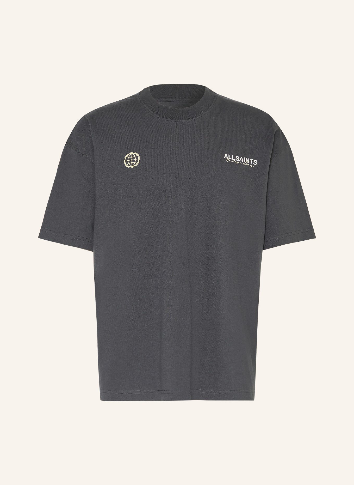 ALLSAINTS EMBLEM T-shirt: DARK GRAY / ECRU