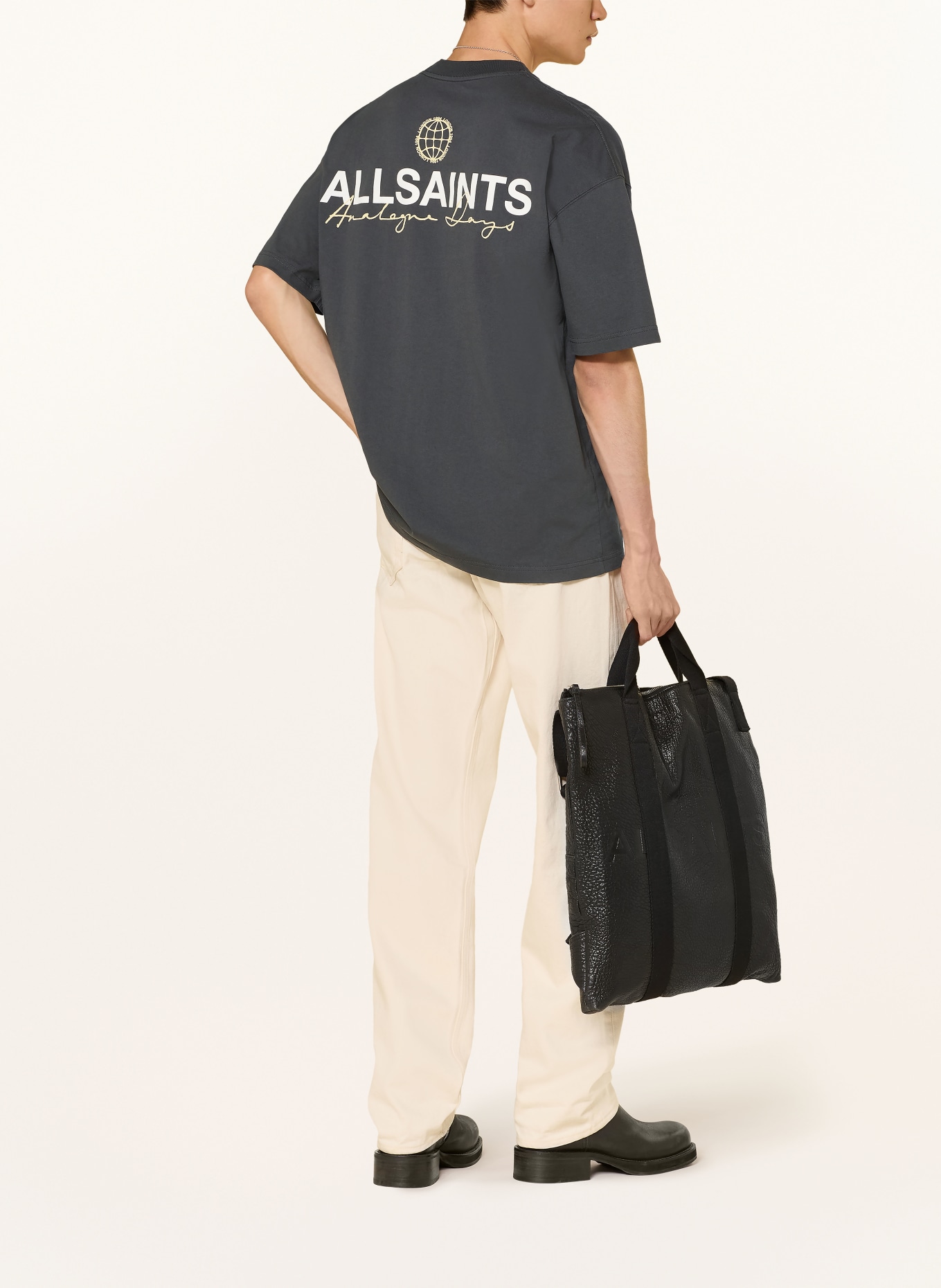 ALLSAINTS EMBLEM T-shirt: DARK GRAY / ECRU