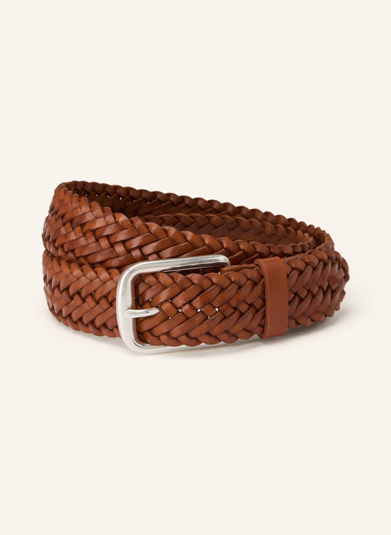 SANDRO Flechtgürtel aus Leder: BRAUN / SILBER