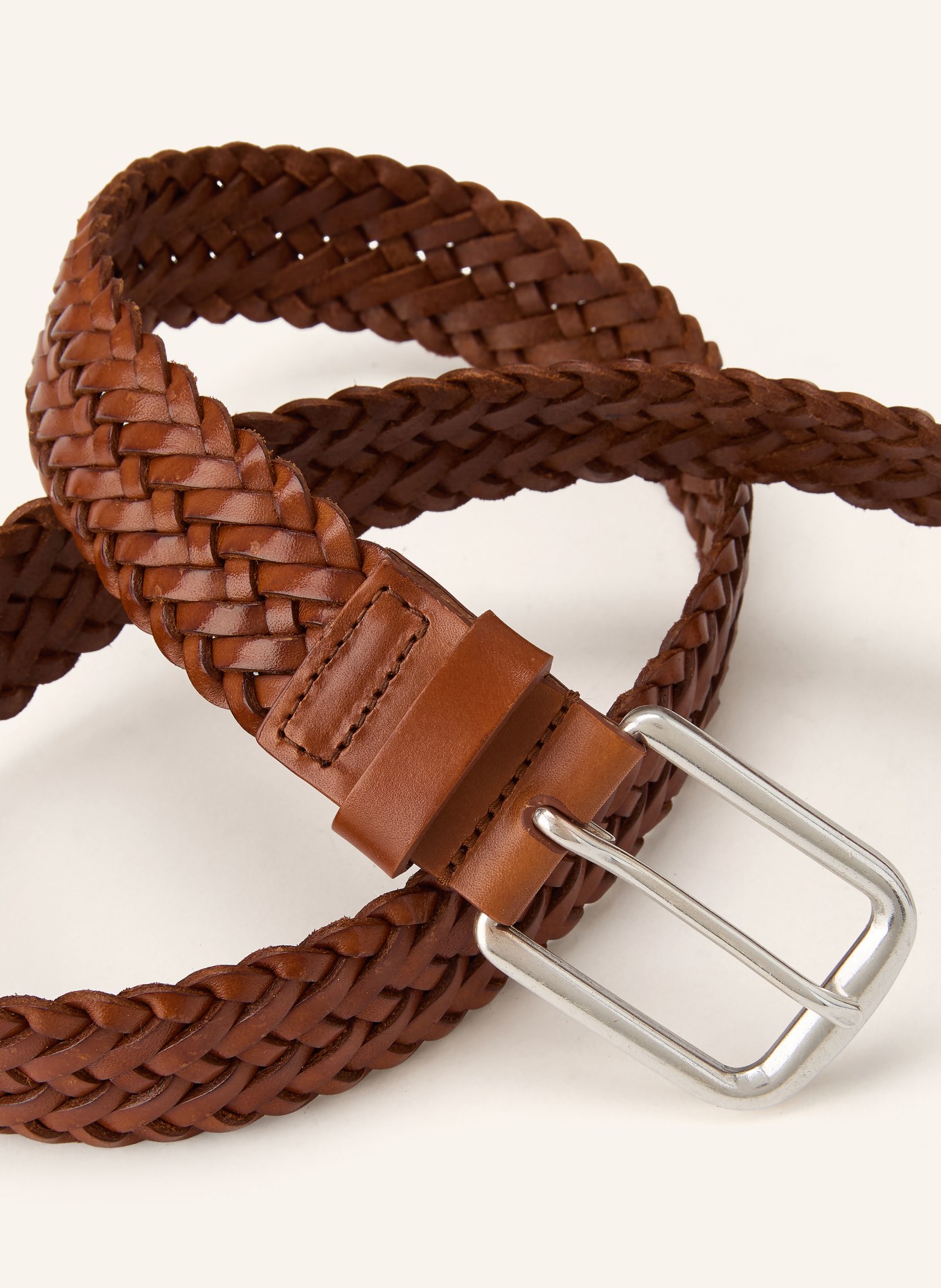 SANDRO Flechtgürtel aus Leder: BRAUN / SILBER
