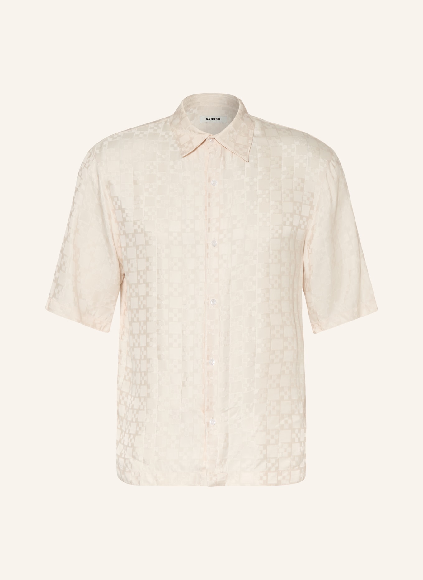 SANDRO Koszula z krótkim rękawem Regular Fit z żakardu: KREMOWY