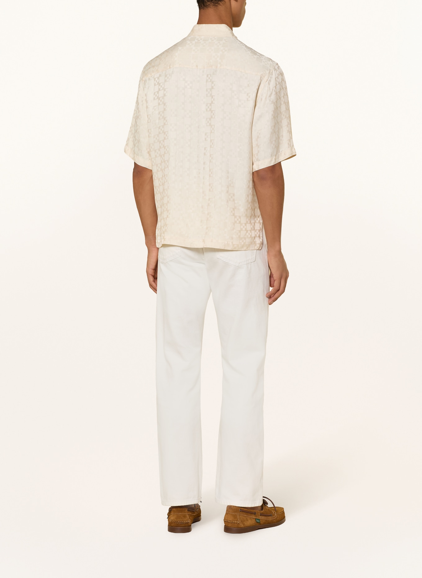 SANDRO Koszula z krótkim rękawem Regular Fit z żakardu: KREMOWY