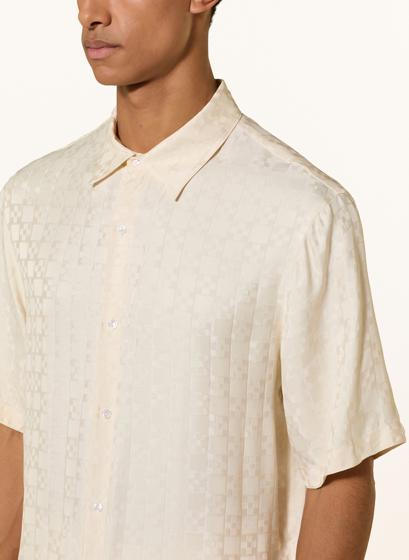 SANDRO Koszula z krótkim rękawem Regular Fit z żakardu: KREMOWY