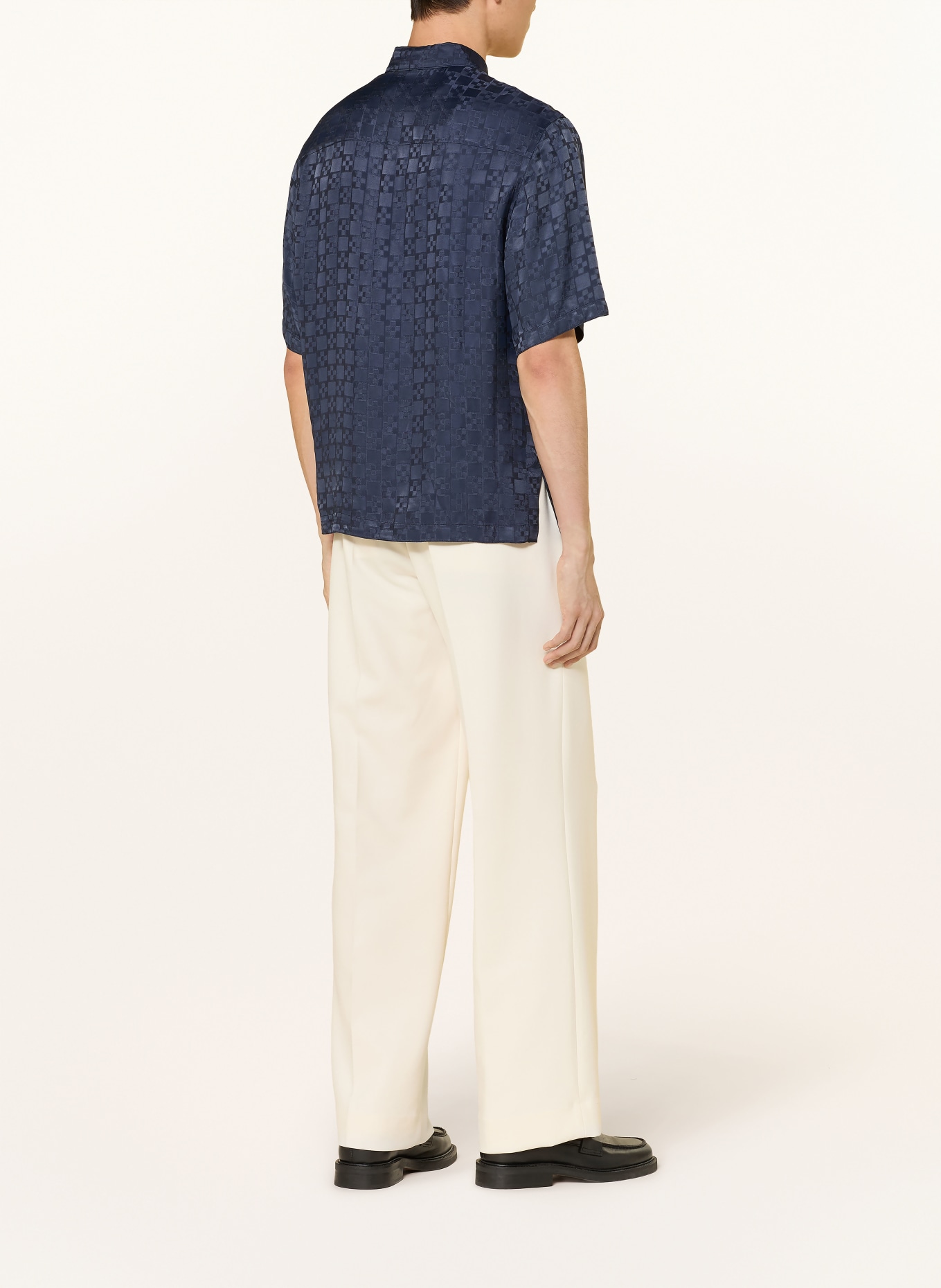 SANDRO Kurzarm-Hemd Regular Fit aus Jacquard: DUNKELBLAU