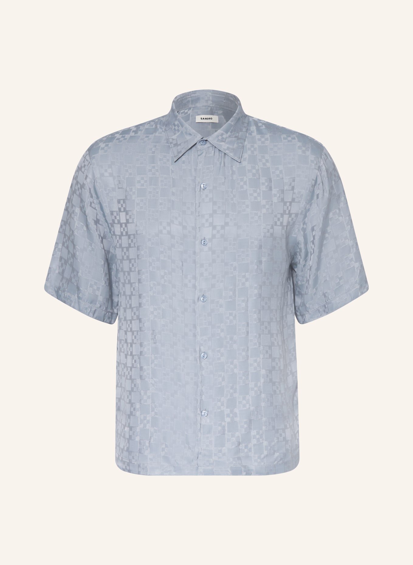 SANDRO Kurzarm-Hemd Regular Fit aus Jacquard: BLAUGRAU