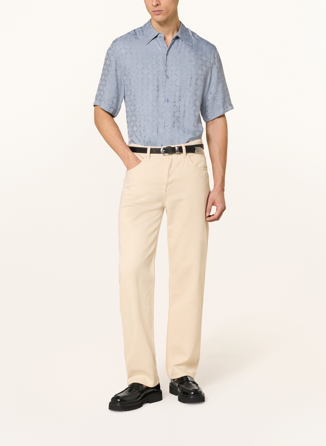 SANDRO Kurzarm-Hemd Regular Fit aus Jacquard: BLAUGRAU