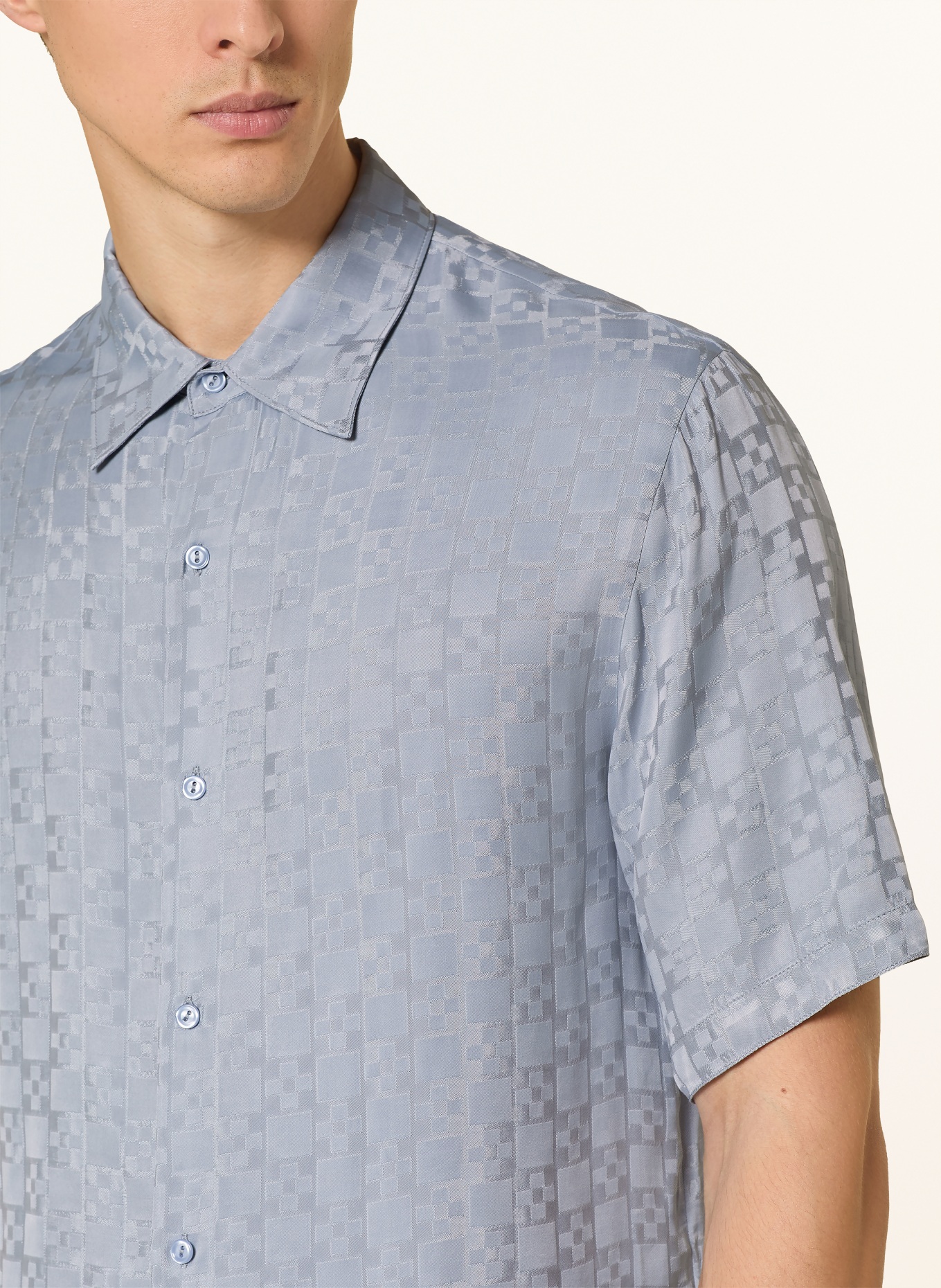 SANDRO Kurzarm-Hemd Regular Fit aus Jacquard: BLAUGRAU