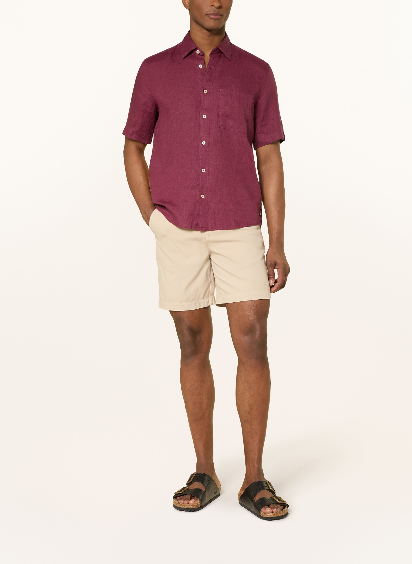 Marc O'Polo Chemise à manches courtes coupe classique en lin: FUCHSIA