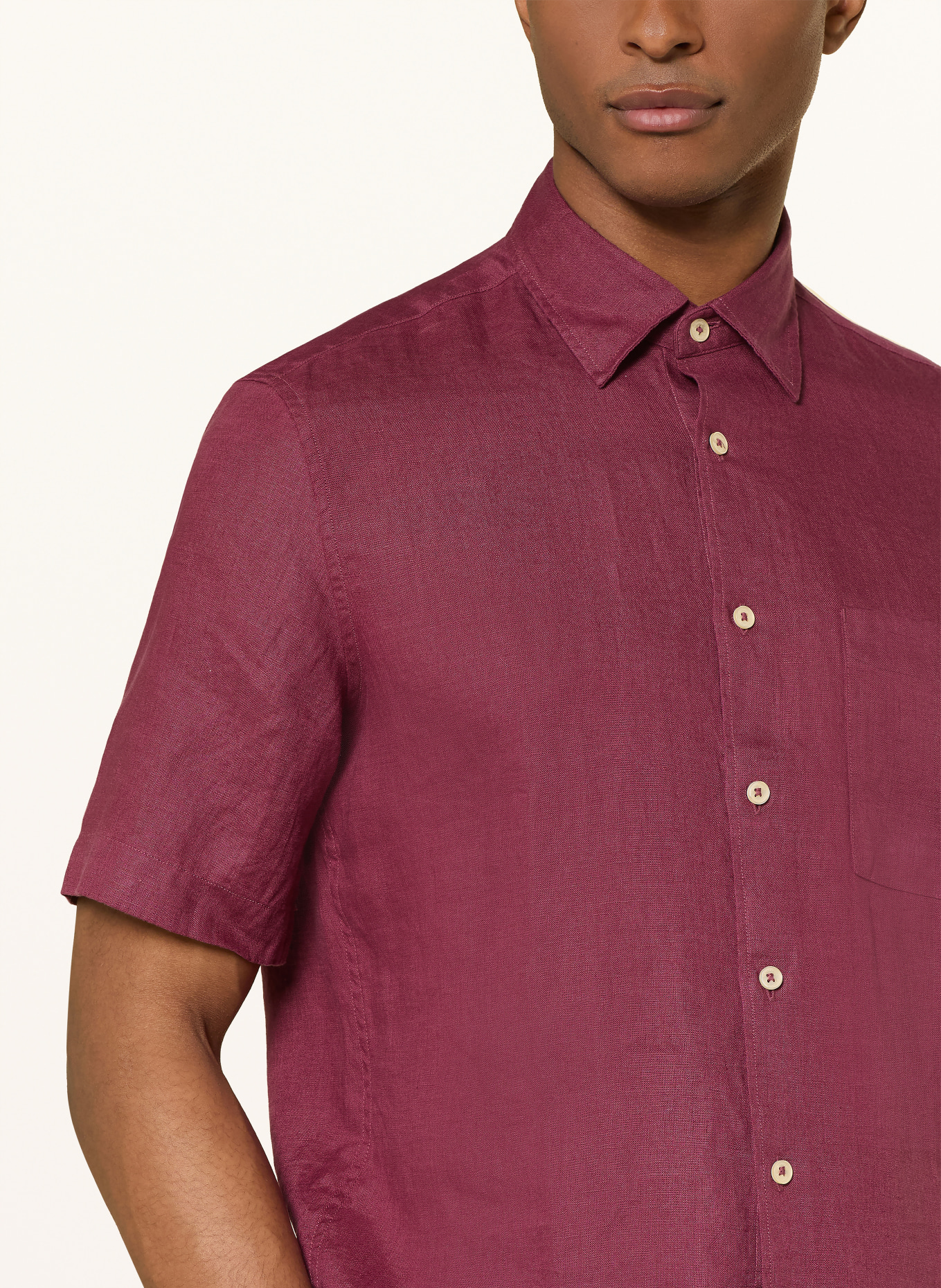 Marc O'Polo Chemise à manches courtes coupe classique en lin: FUCHSIA