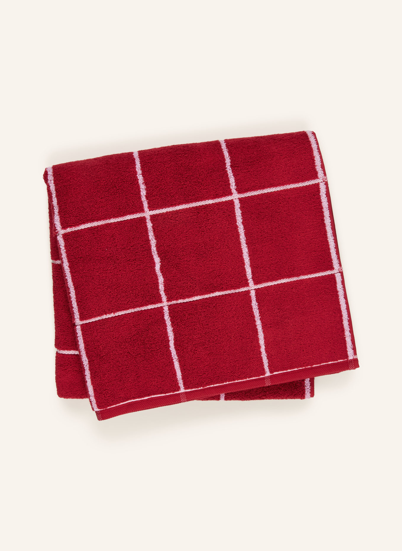 ROSS Douchehanddoek: DONKERROOD / WIT