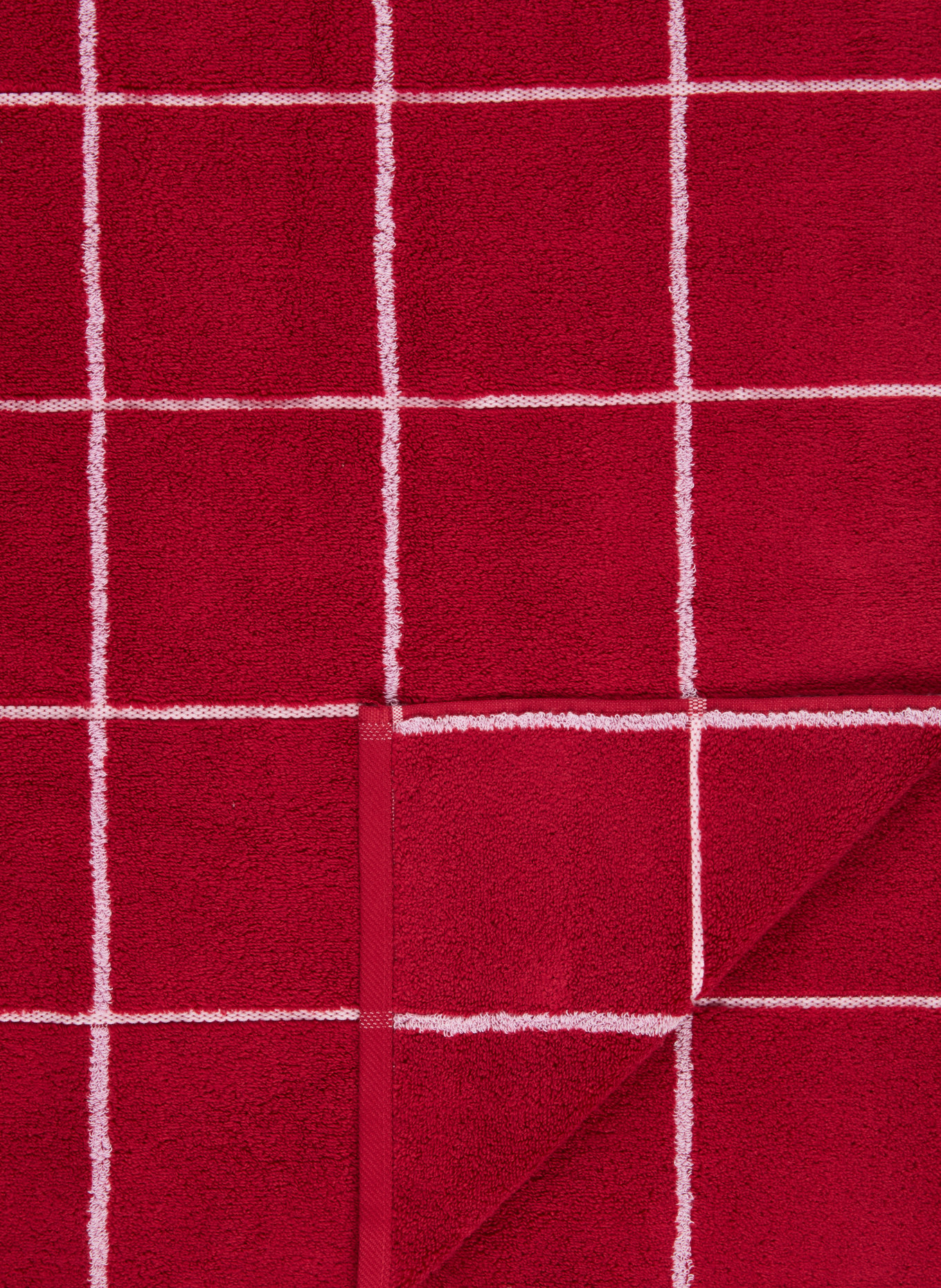 ROSS Douchehanddoek: DONKERROOD / WIT