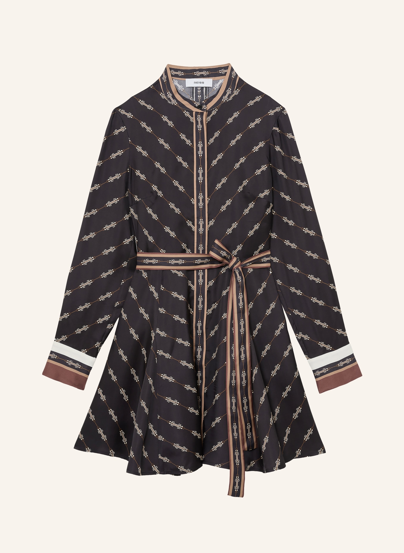 REISS NINA dress: BLACK / CAMEL / DARK RED