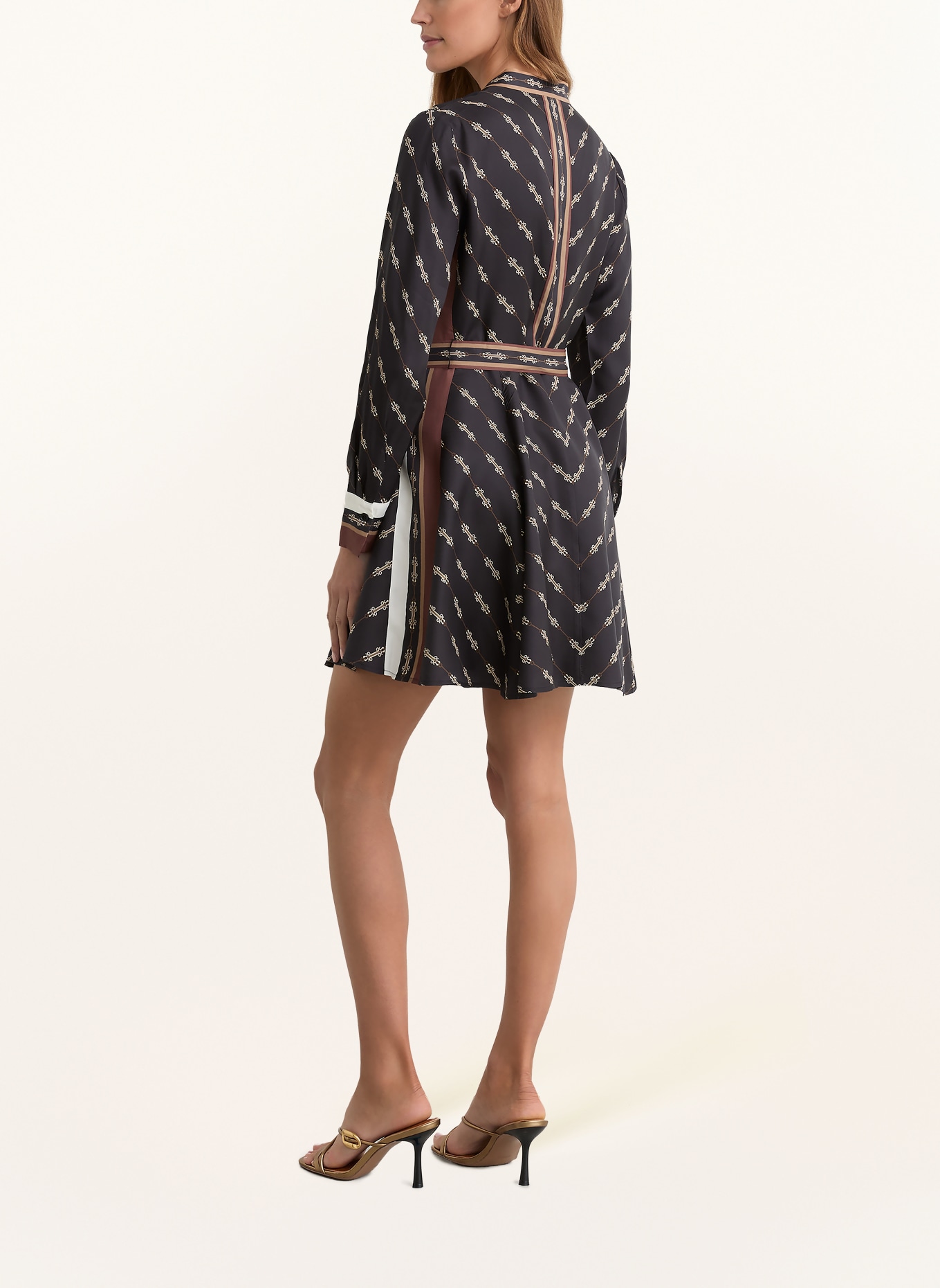 REISS NINA dress: BLACK / CAMEL / DARK RED